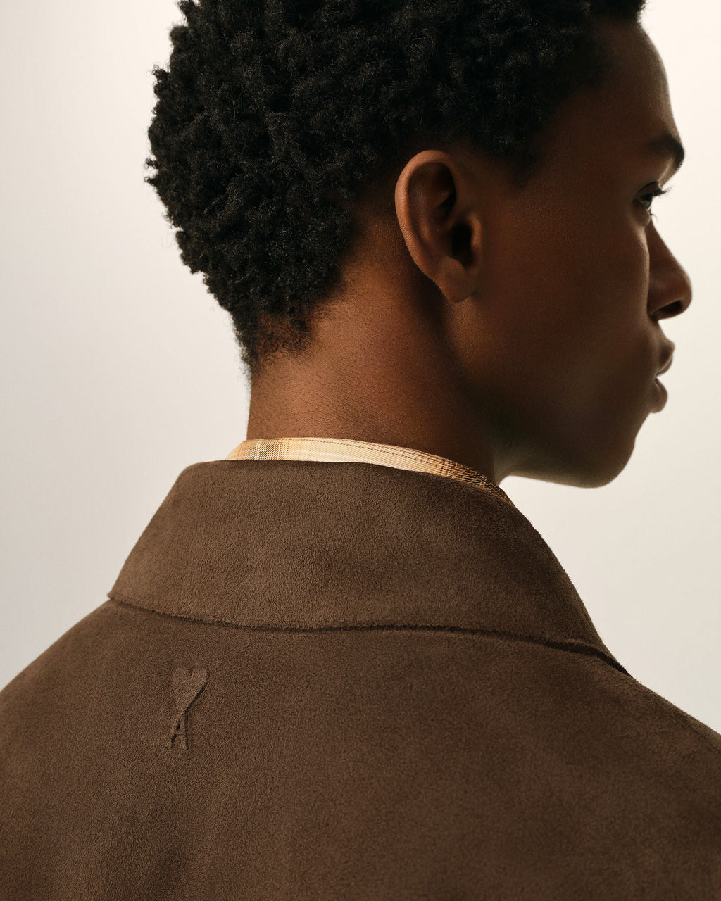 Brown Goat Leather Buttoned Overshirt