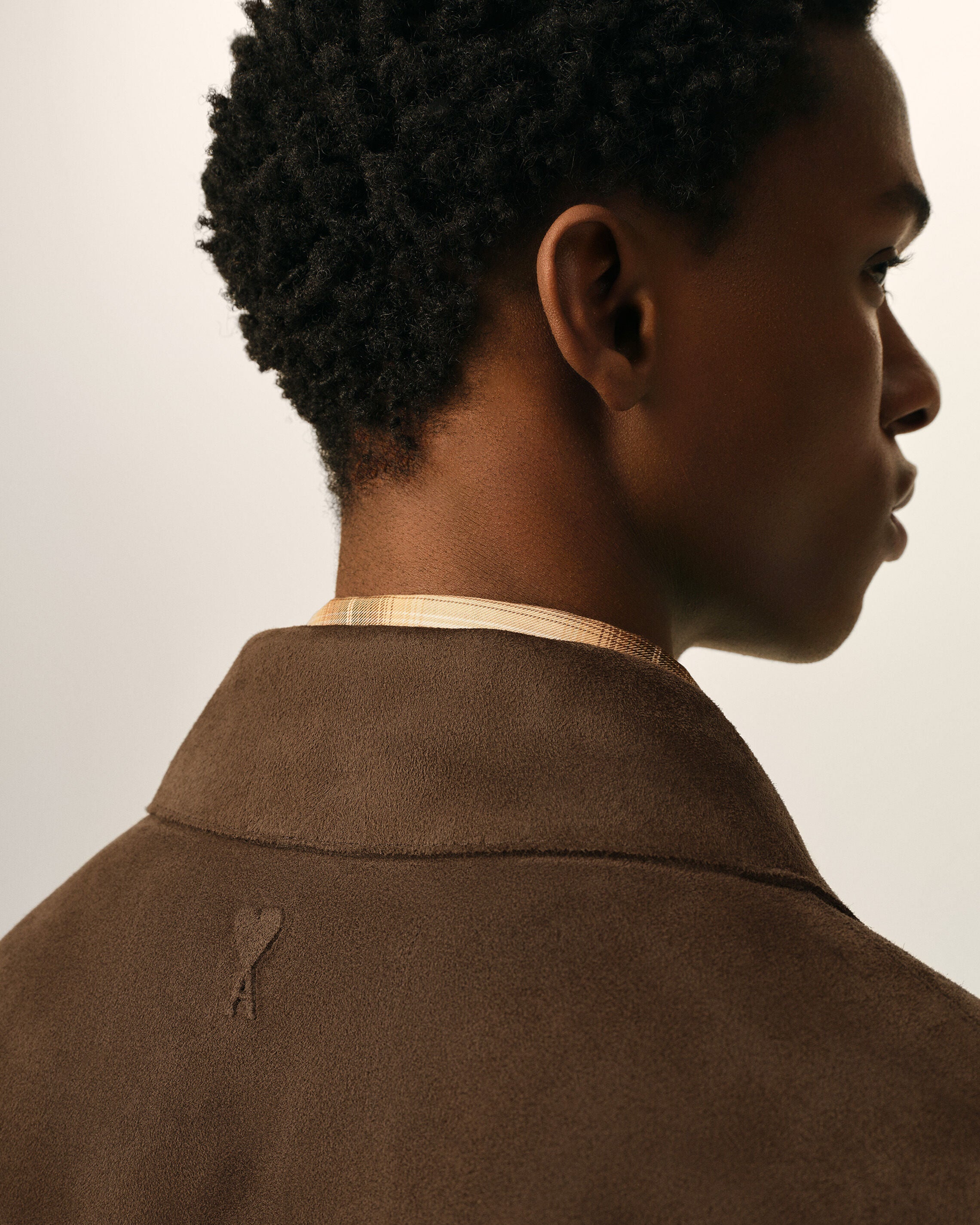 Brown Goat Leather Buttoned Overshirt