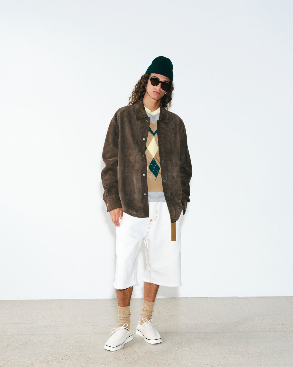 Brown Goat Leather Buttoned Overshirt