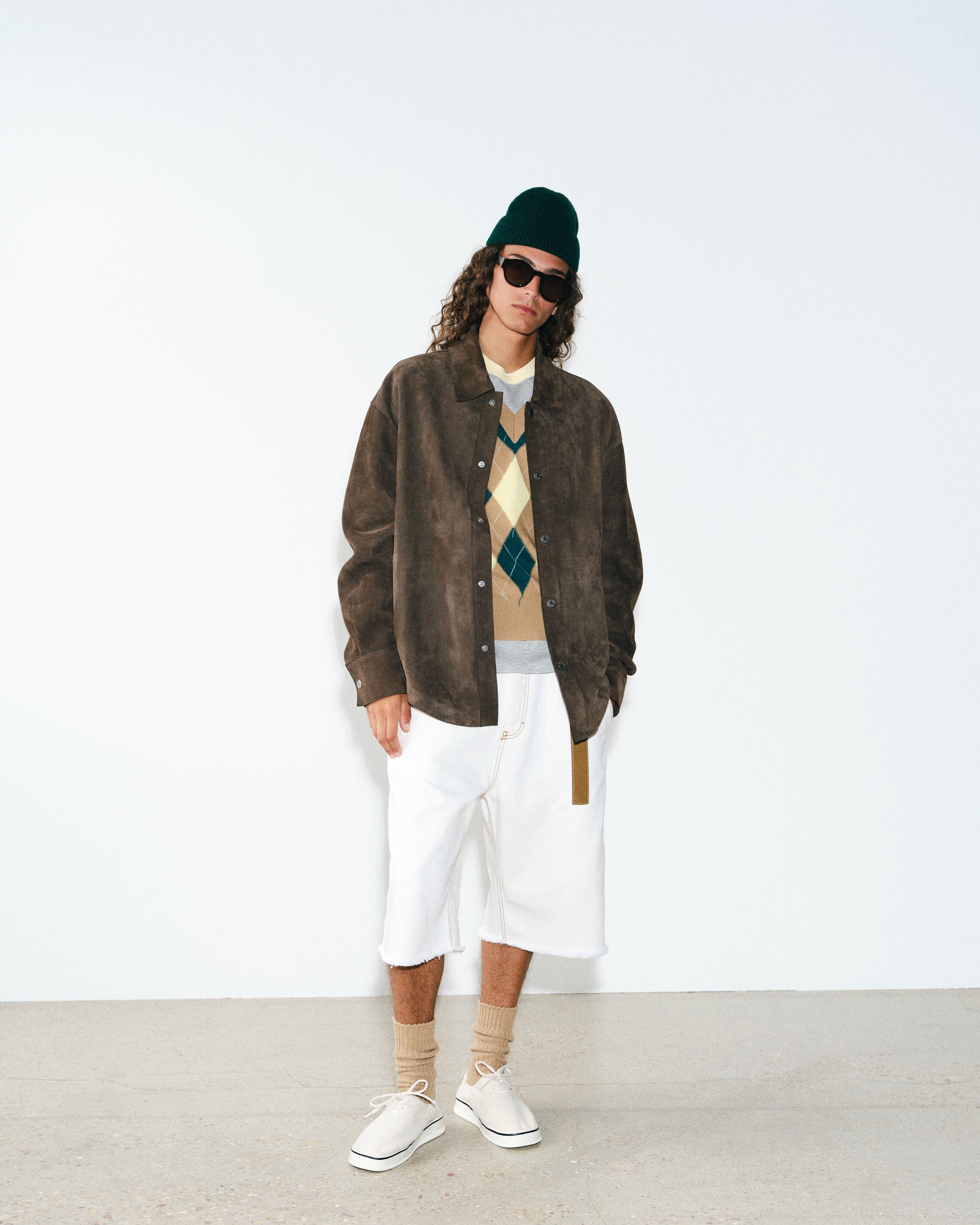 Brown Goat Leather Buttoned Overshirt