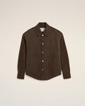 Brown Goat Leather Buttoned Overshirt
