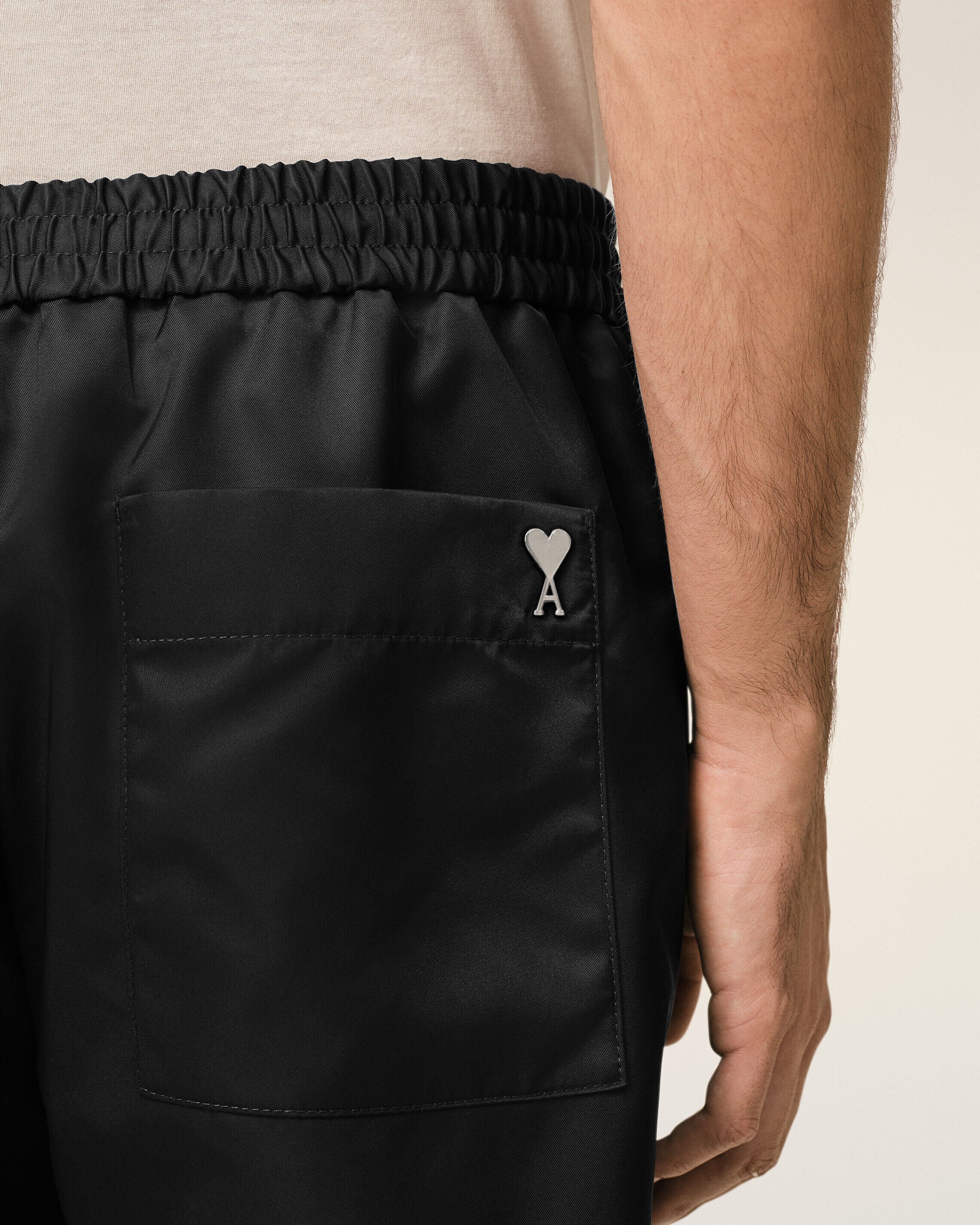 Black Nylon Elasticated Waist Ami De Coeur Stud Shorts