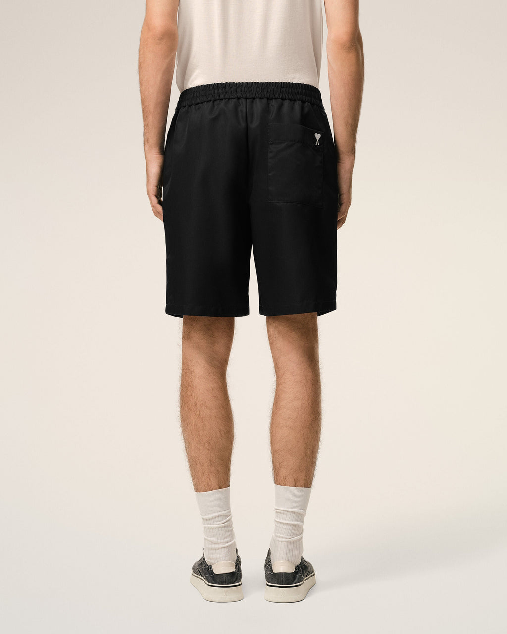 Black Nylon Elasticated Waist Ami De Coeur Stud Shorts