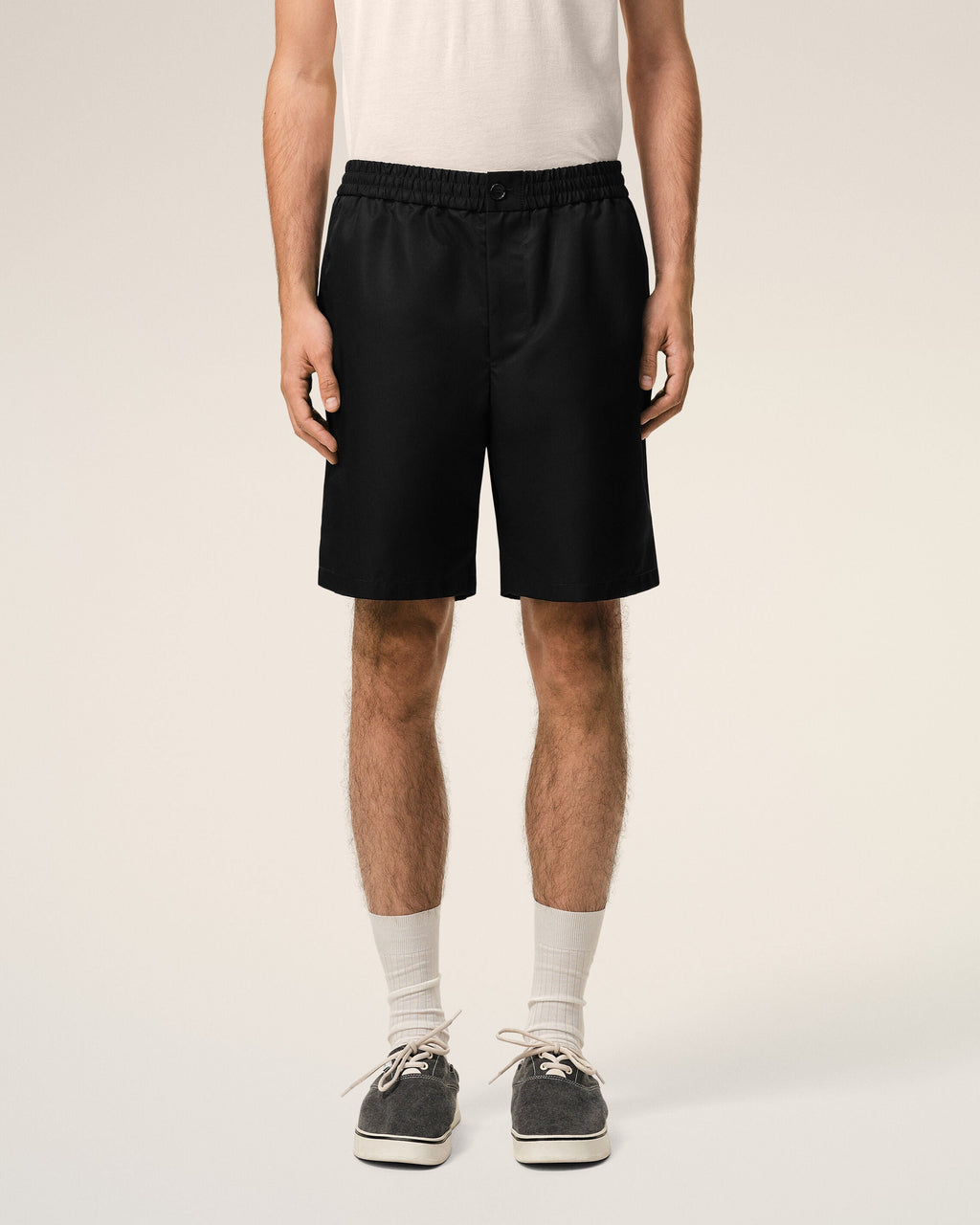 Black Nylon Elasticated Waist Ami De Coeur Stud Shorts