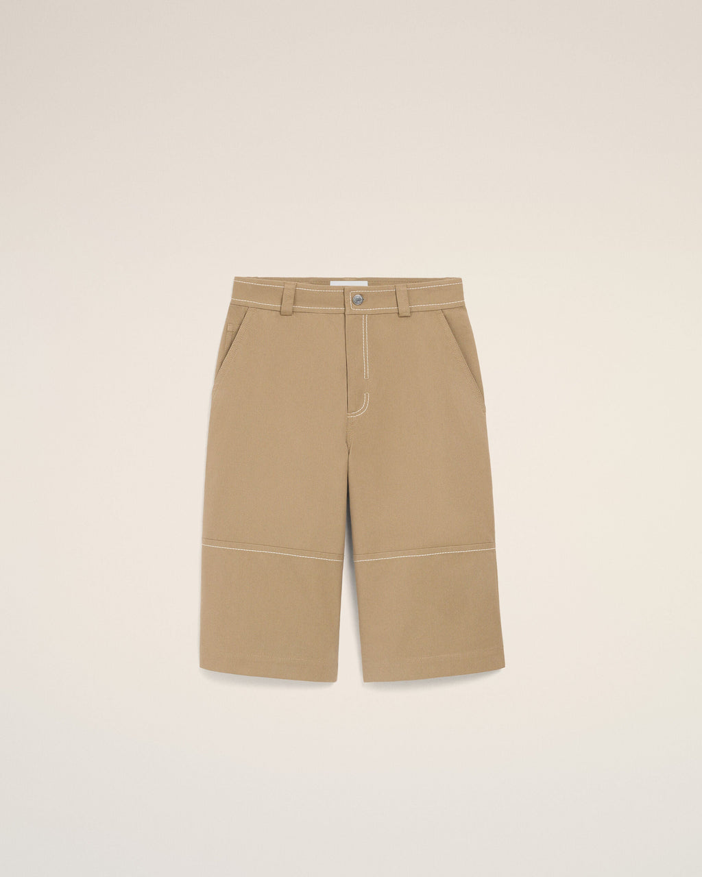 Beige Cotton Worker Bermuda Shorts