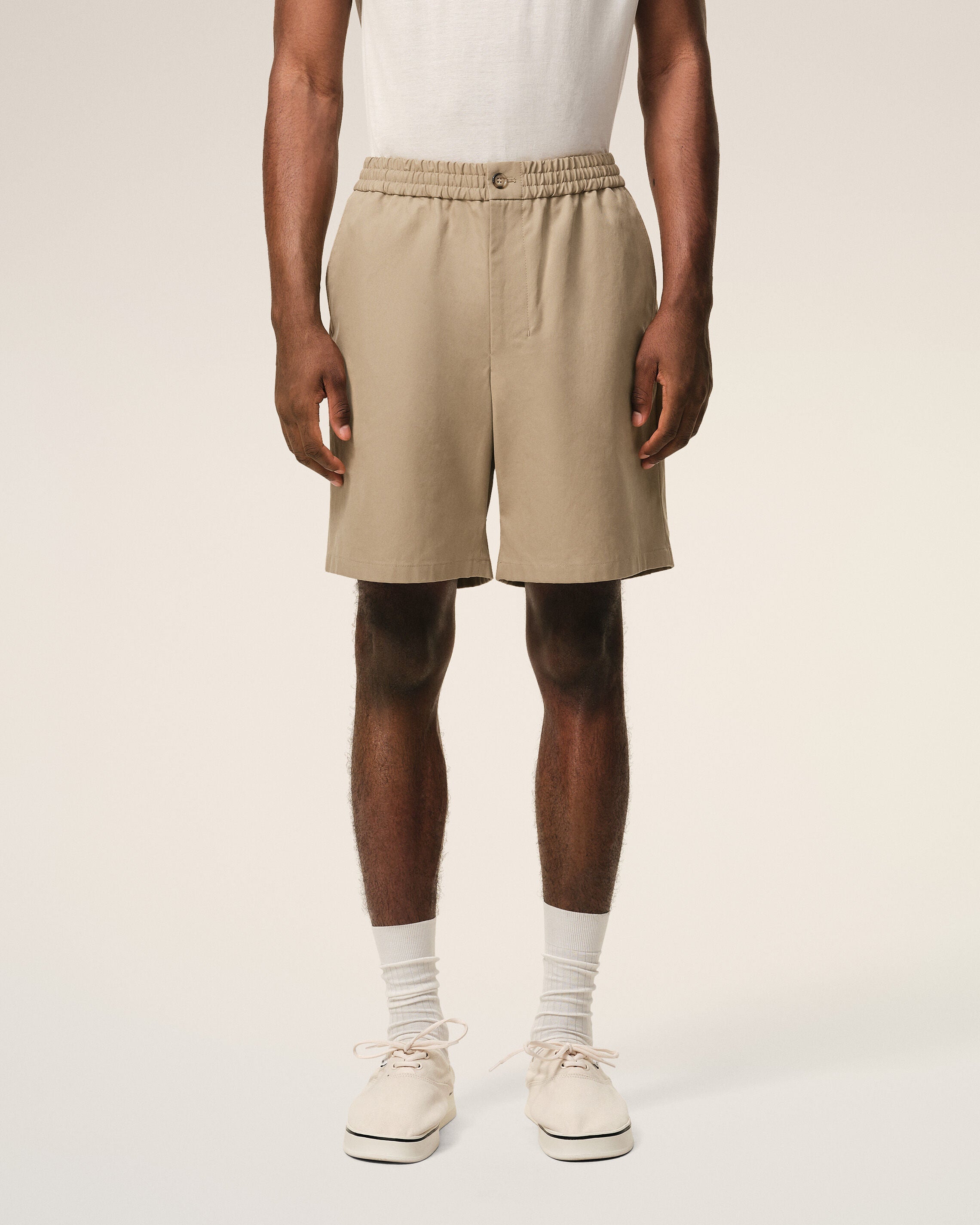 Beige Cotton Elasticated Waist Ami De Coeur Shorts