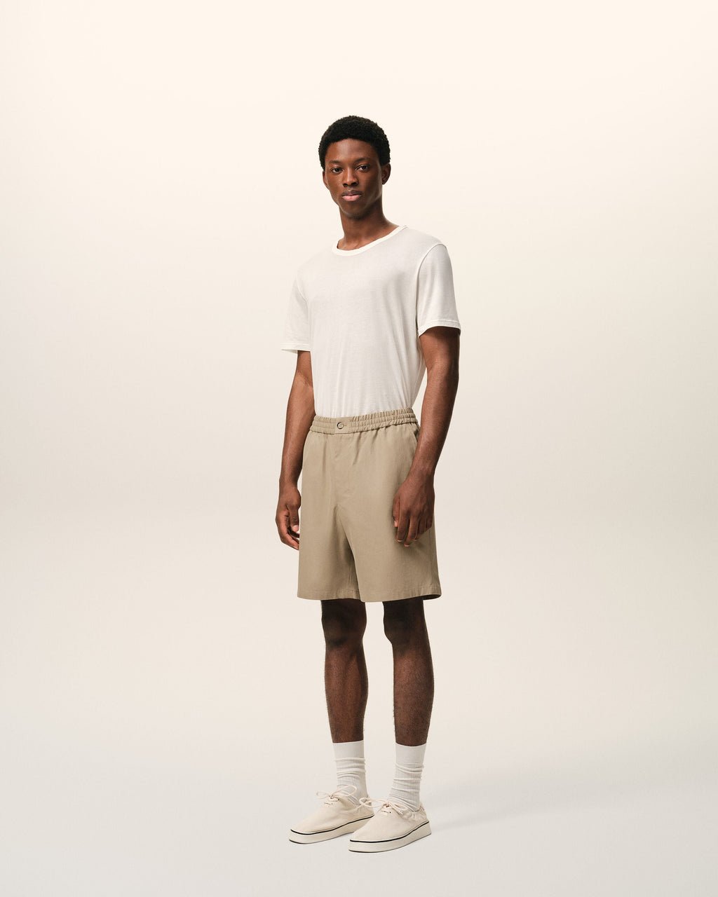 Beige Cotton Elasticated Waist Ami De Coeur Shorts