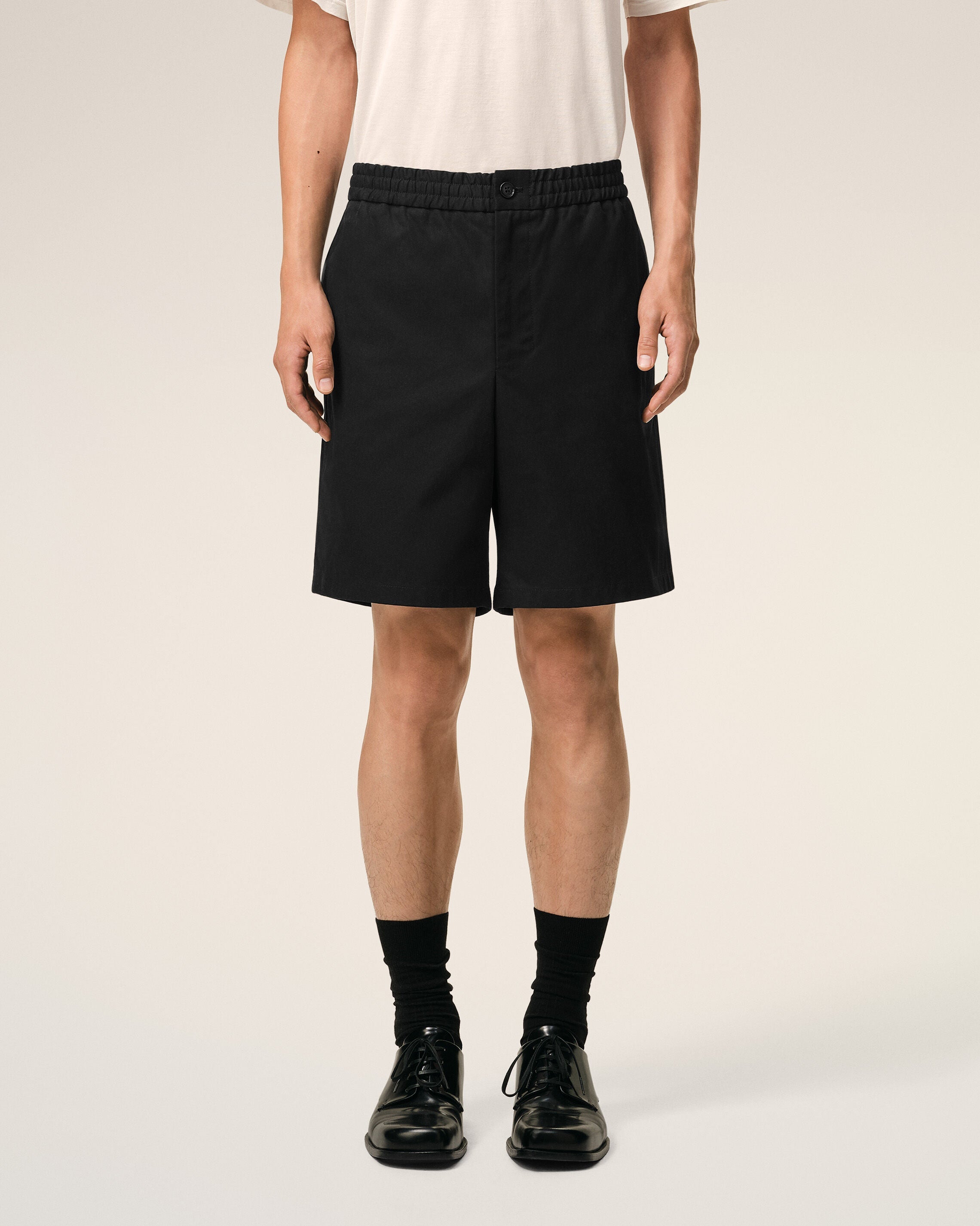 Black Cotton Elasticated Waist Ami De Coeur Shorts
