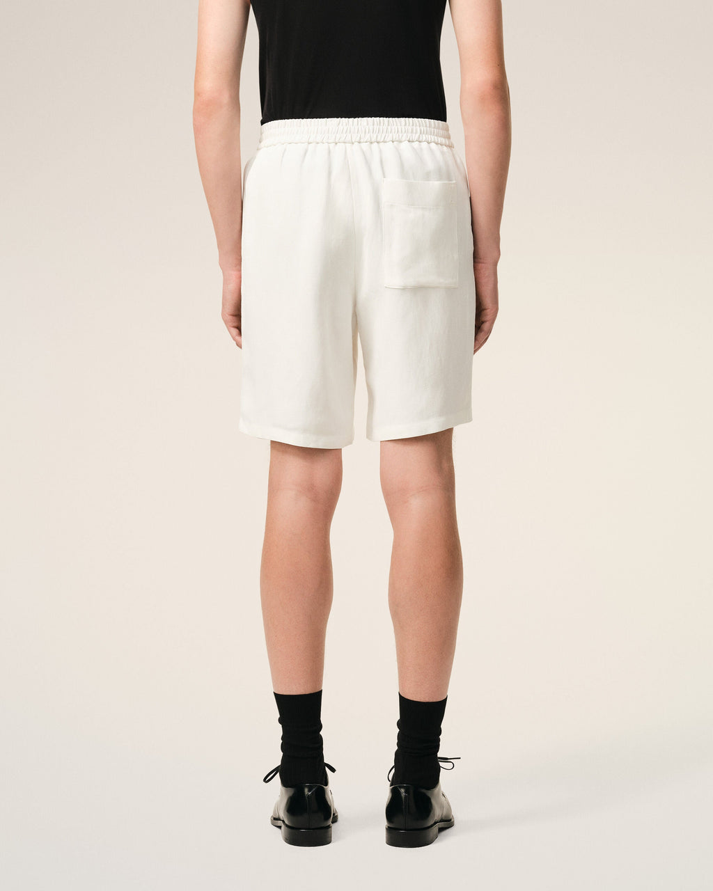 Beige Blended Linen Elasticated Waist Ami De Coeur Shorts