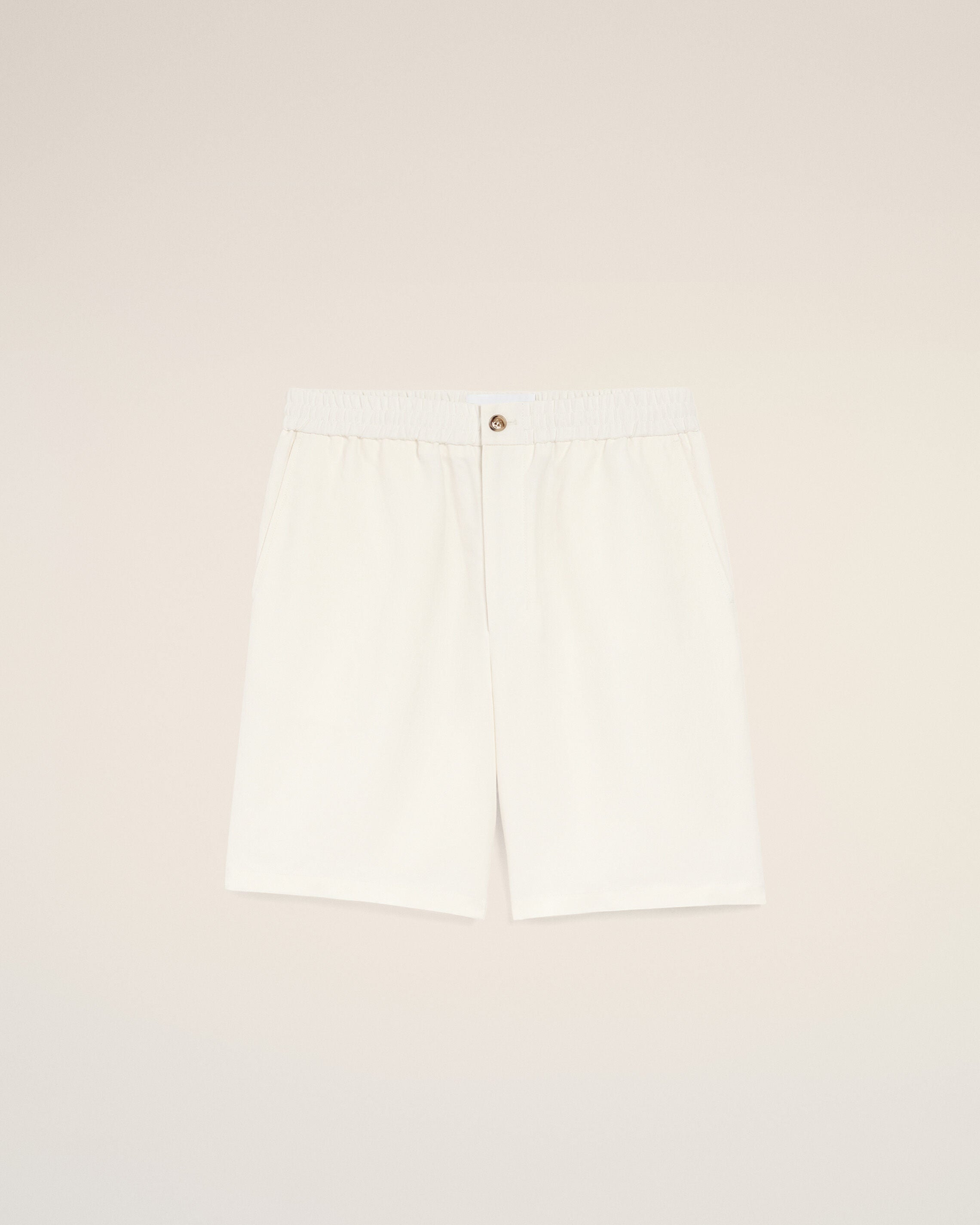 Beige Blended Linen Elasticated Waist Ami De Coeur Shorts