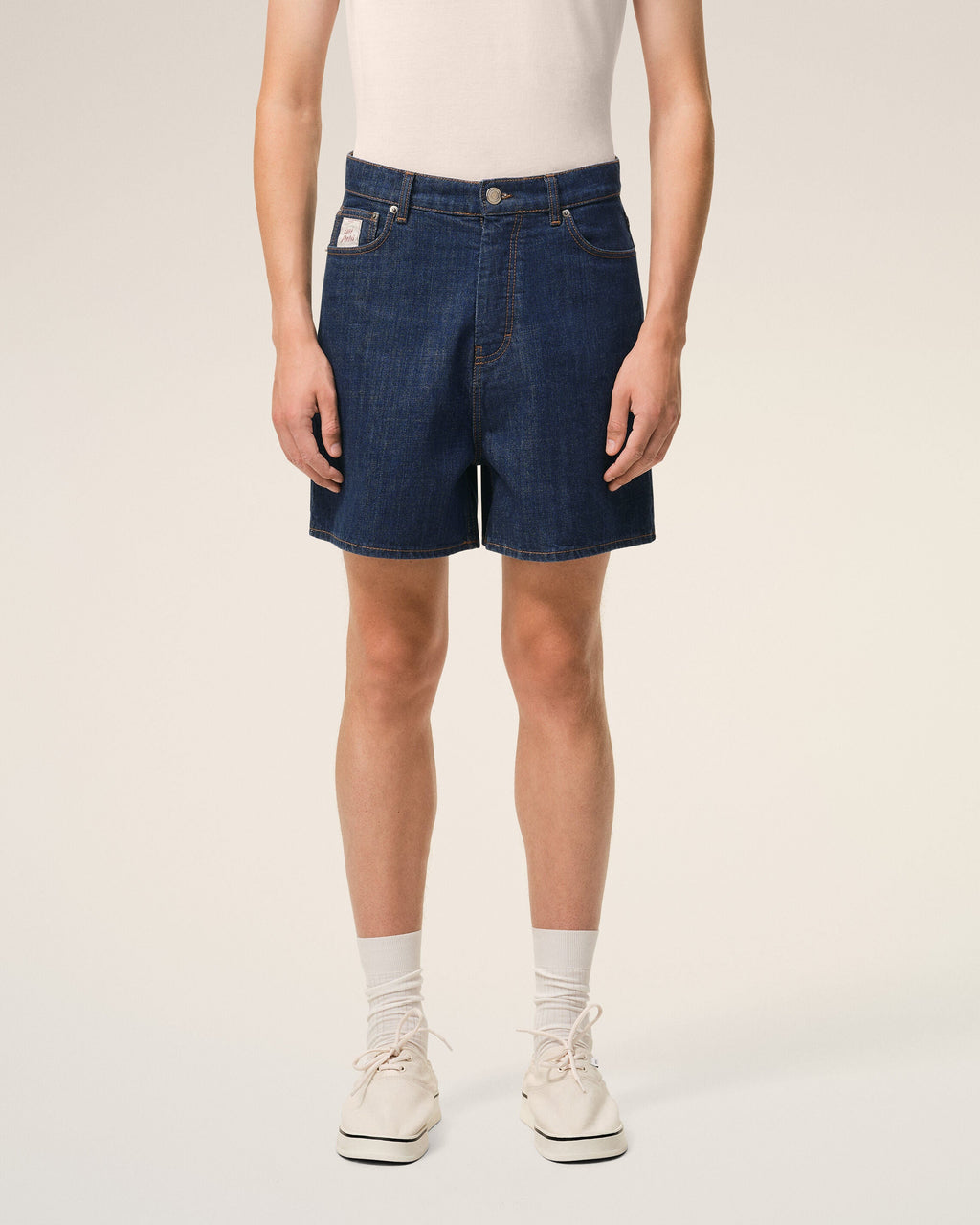 Blue Cotton Shorts With Ami Paris Heritage Label