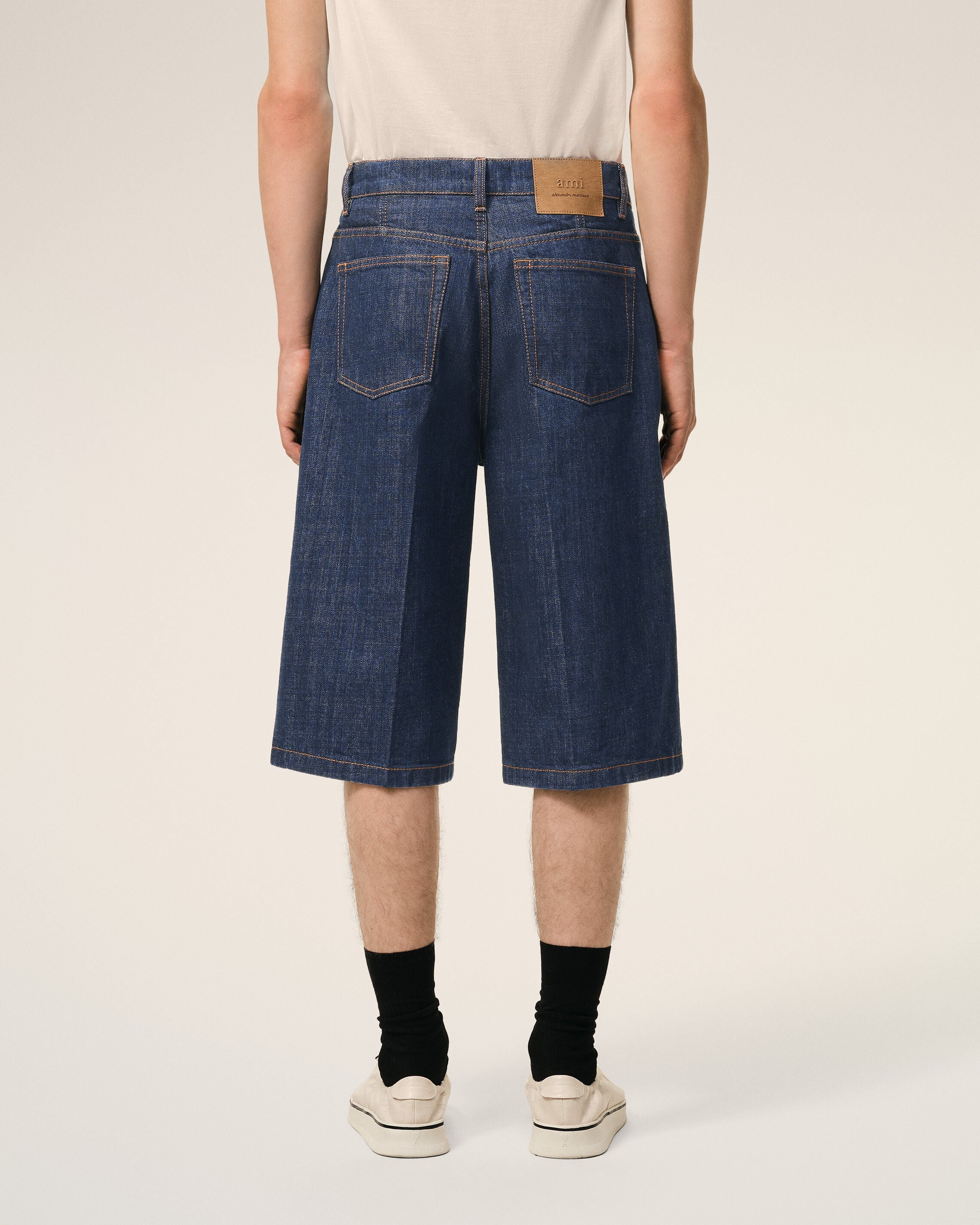 Blue Cotton Loose Bermuda Shorts