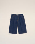 Blue Cotton Loose Bermuda Shorts