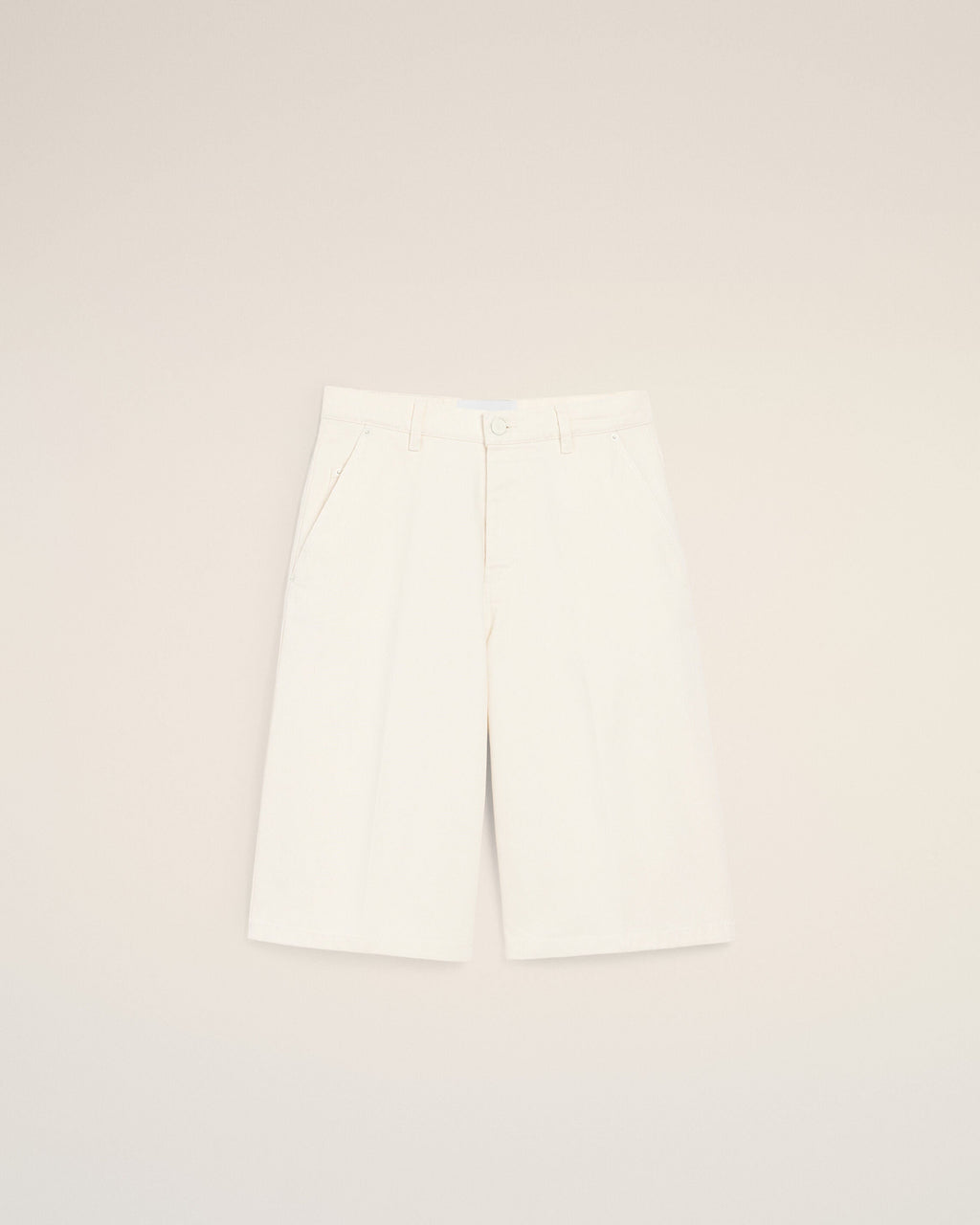 White Cotton Loose Bermuda Shorts