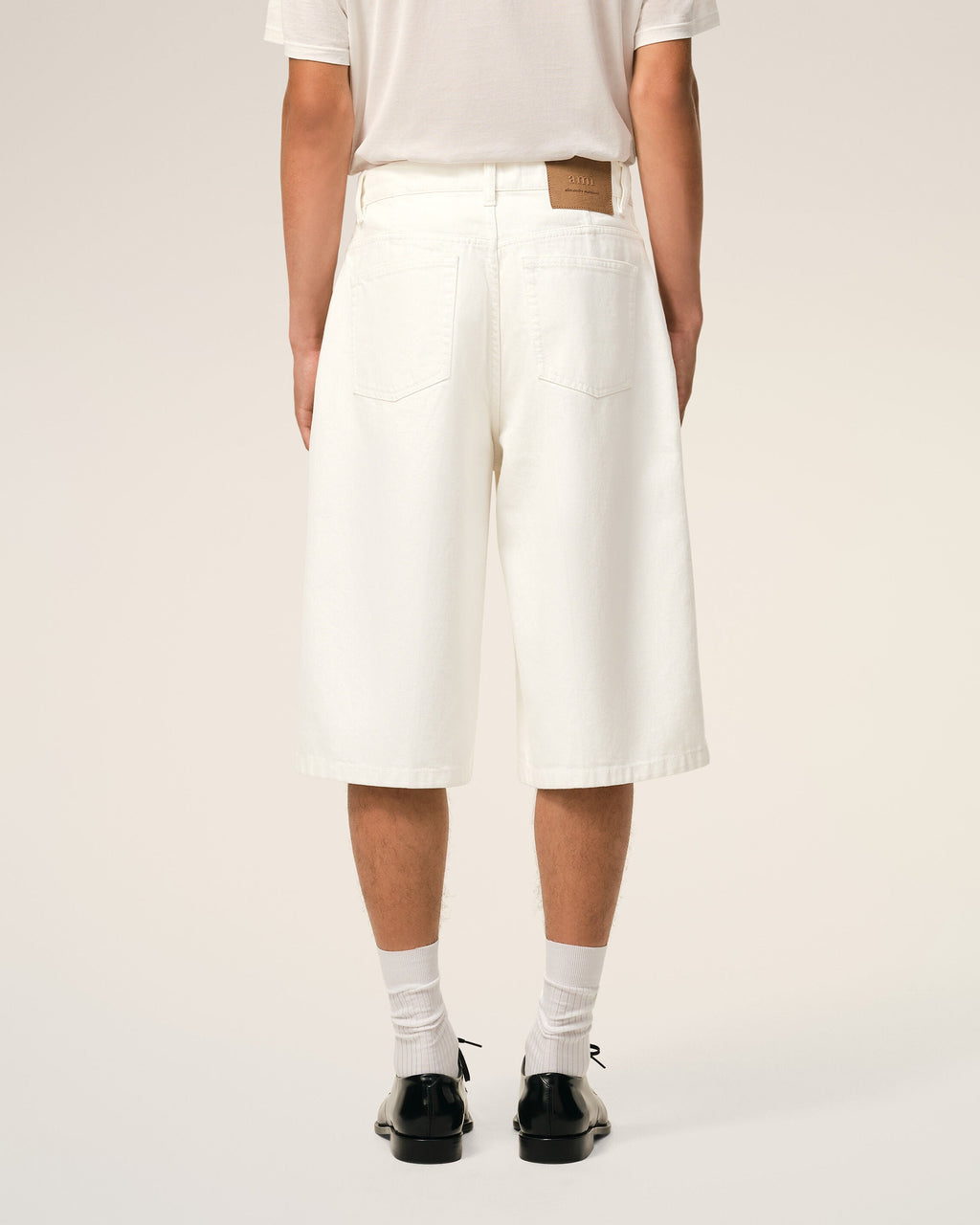 White Cotton Loose Bermuda Shorts