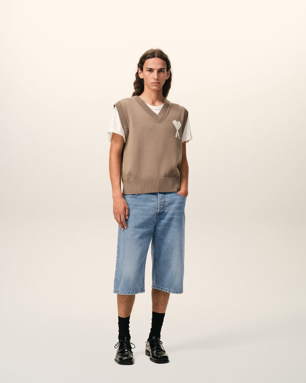 Blue Cotton Large Fit Bermuda Shorts