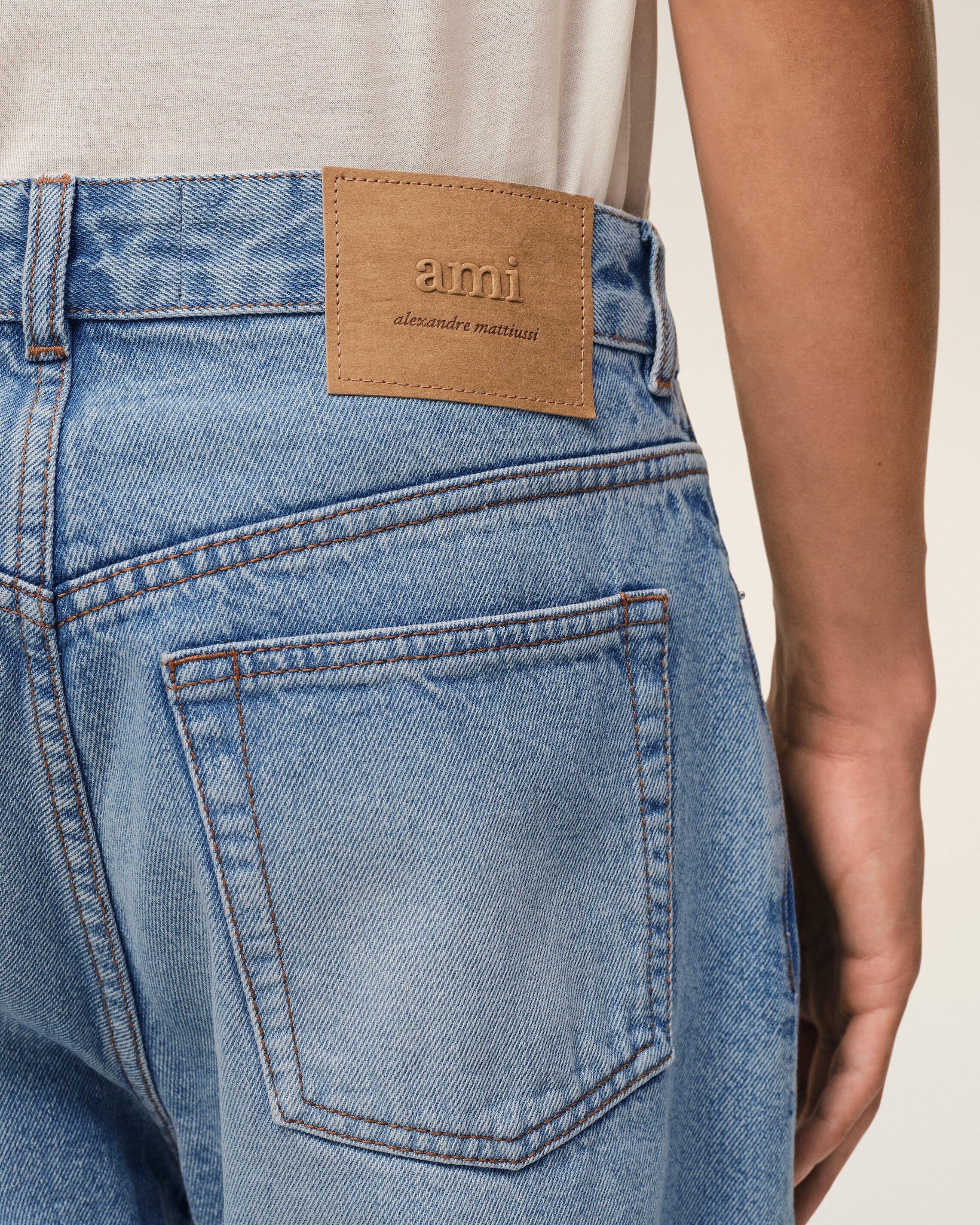 Blue Cotton Large Fit Bermuda Shorts