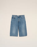 Blue Cotton Large Fit Bermuda Shorts