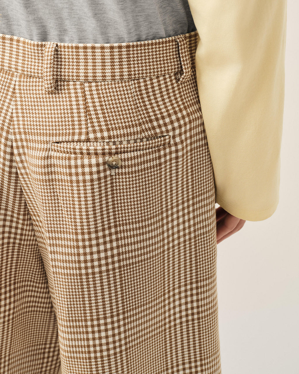 Brown Wool Prince Of Wales Checkered Shorts