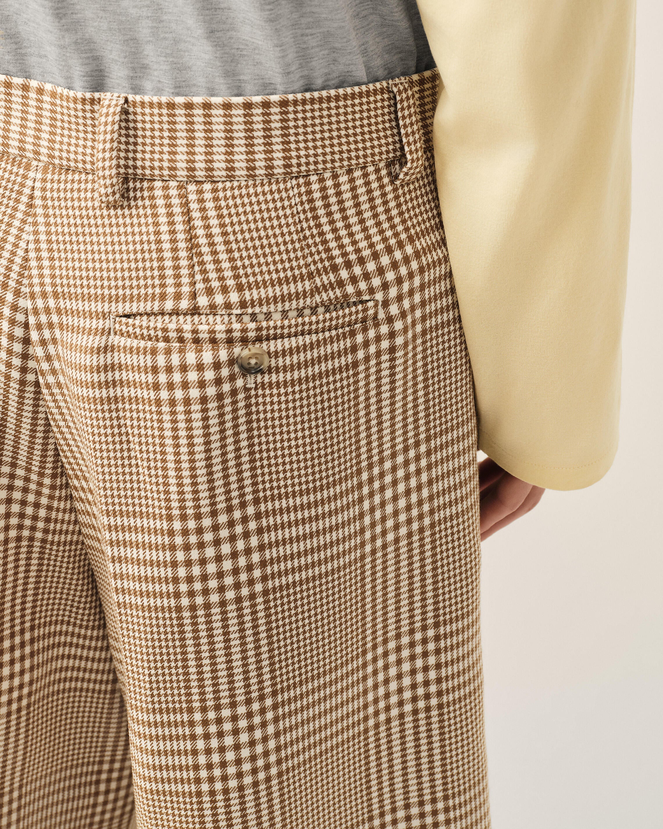 Brown Wool Prince Of Wales Checkered Shorts