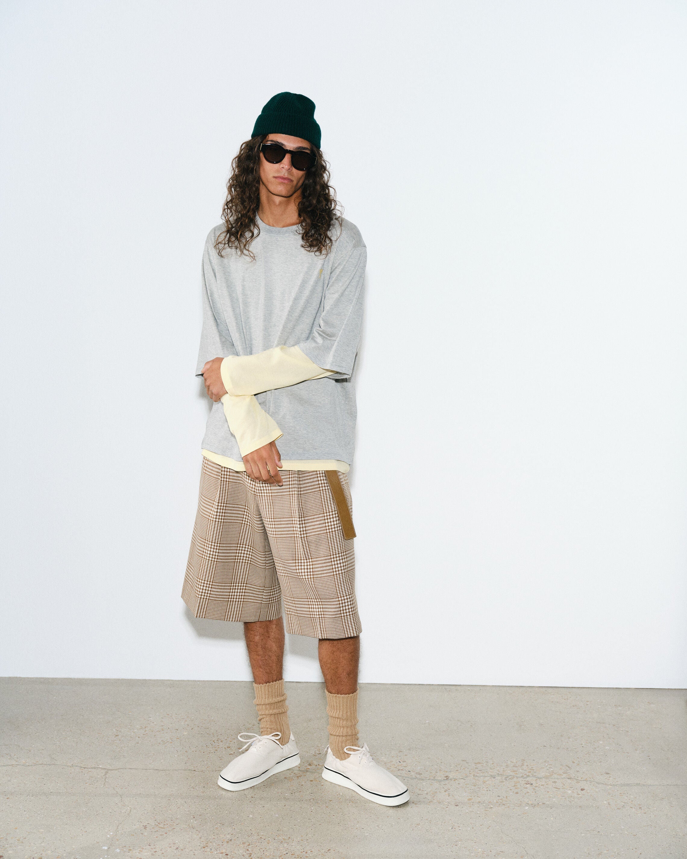 Brown Wool Prince Of Wales Checkered Shorts