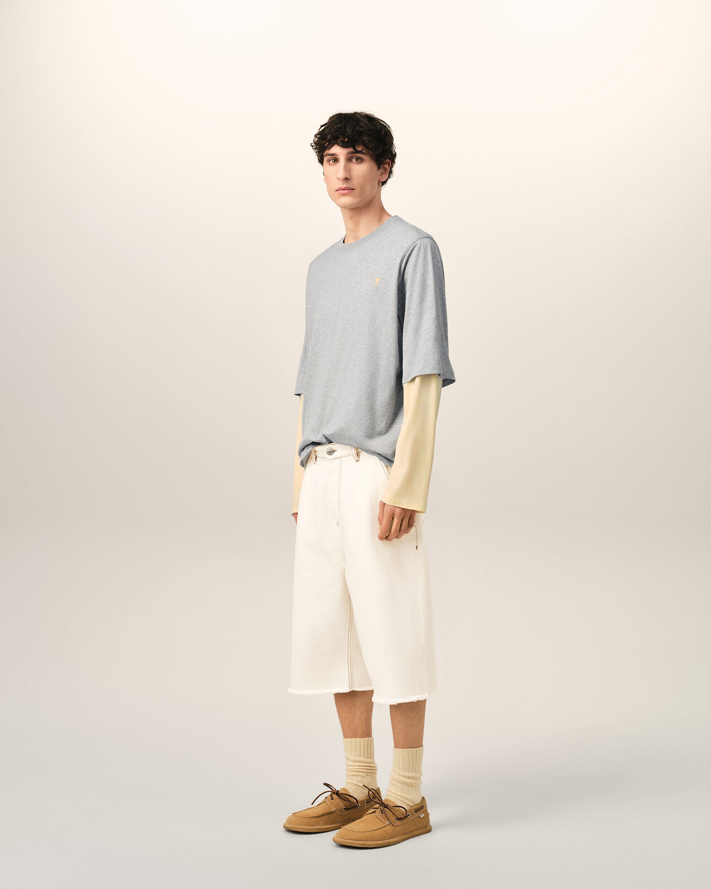 White Cotton Wide Fit Shorts