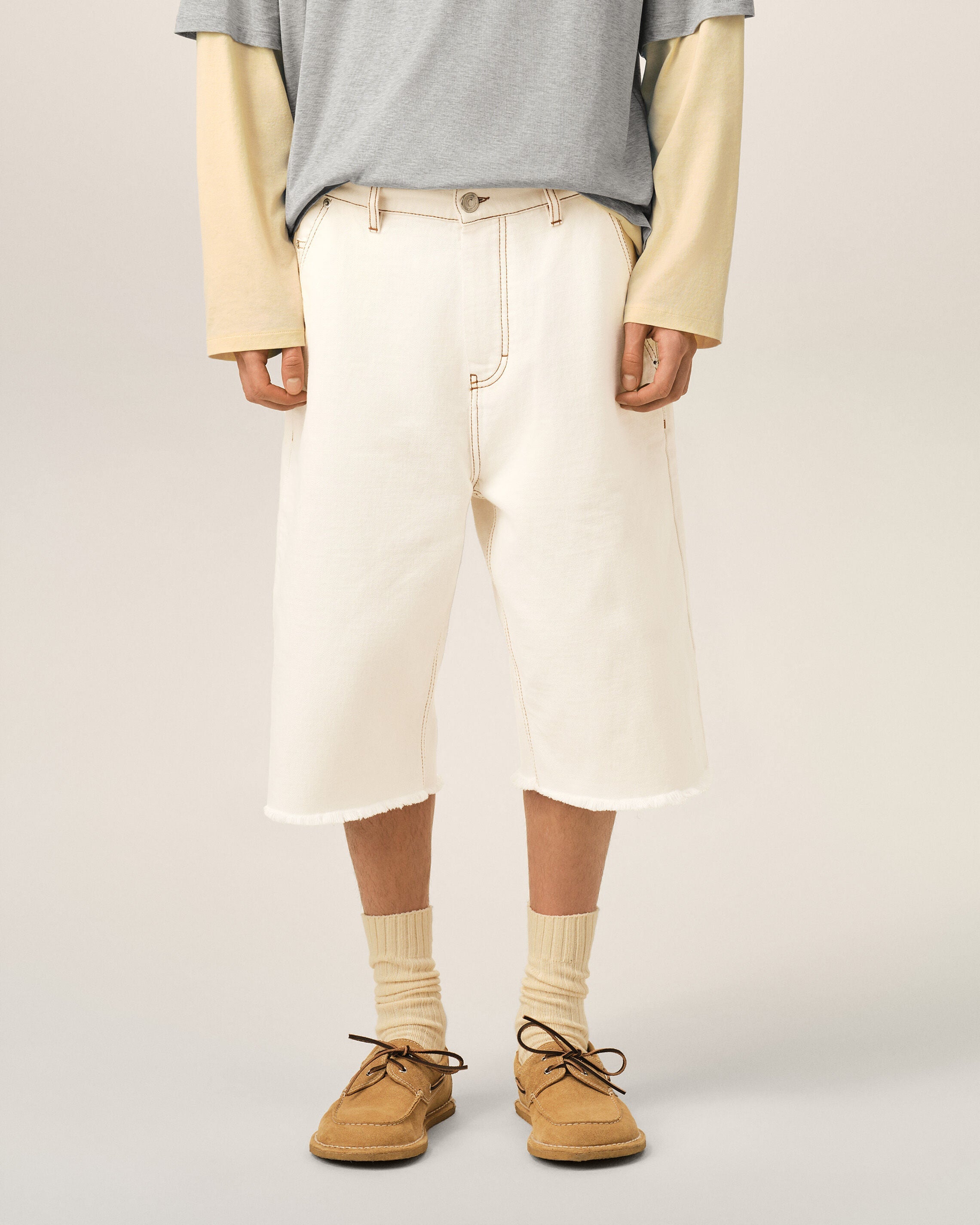White Cotton Wide Fit Shorts