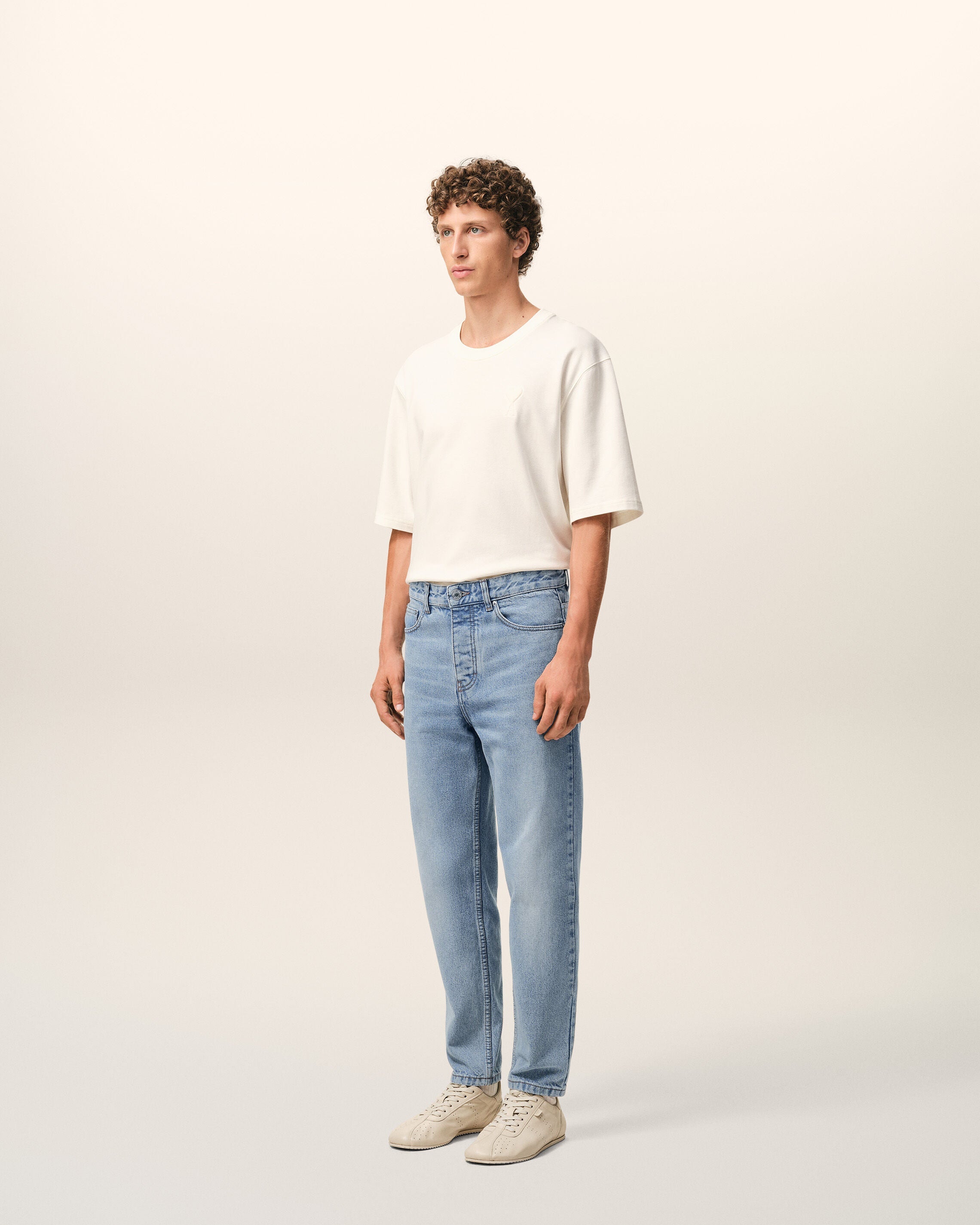 Blue Cotton Tapered Fit Jeans