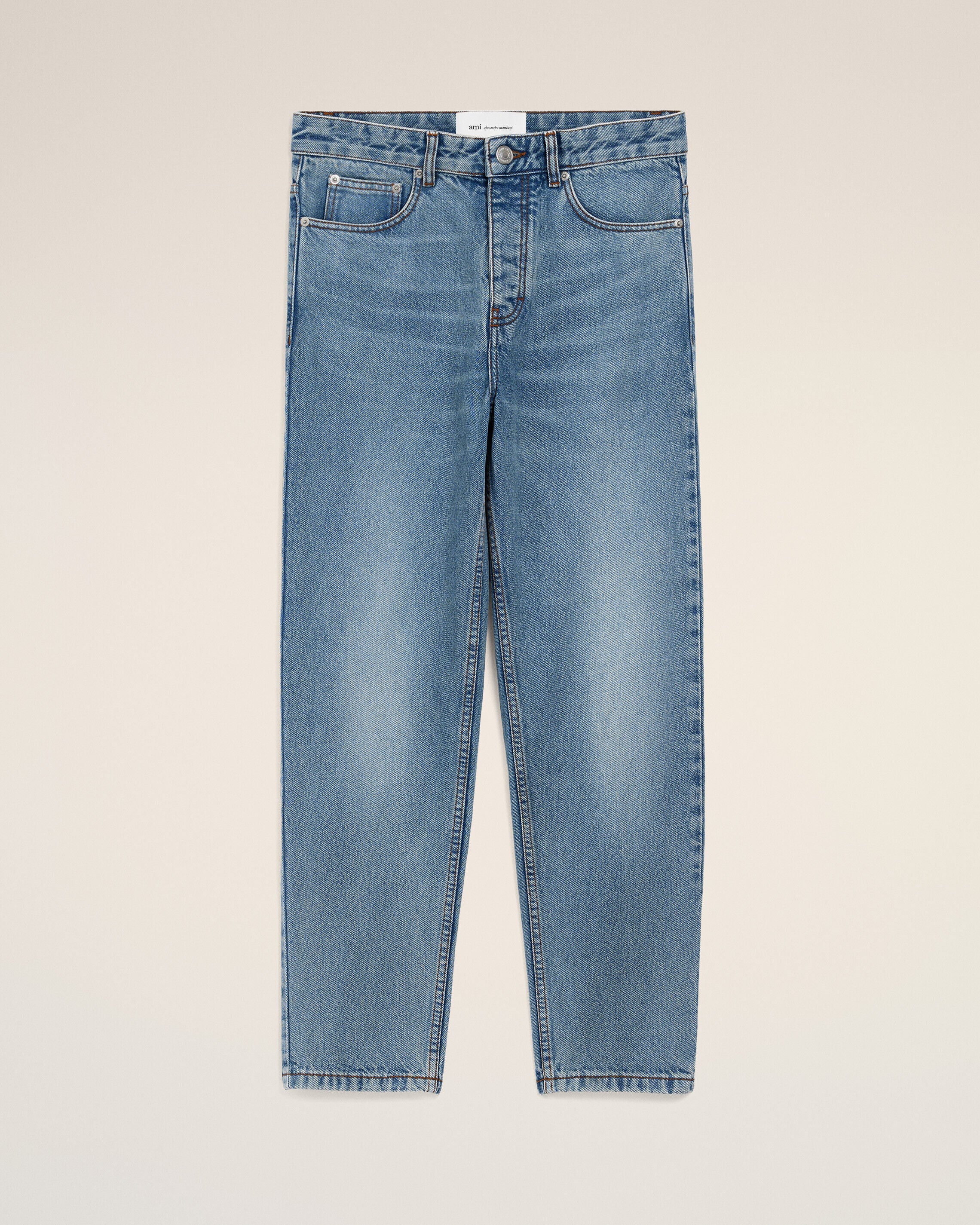 Blue Cotton Tapered Fit Jeans