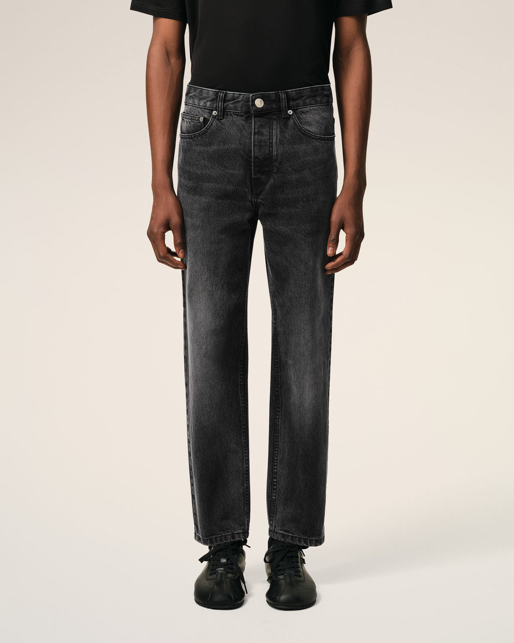Black Cotton Tapered Fit Jeans