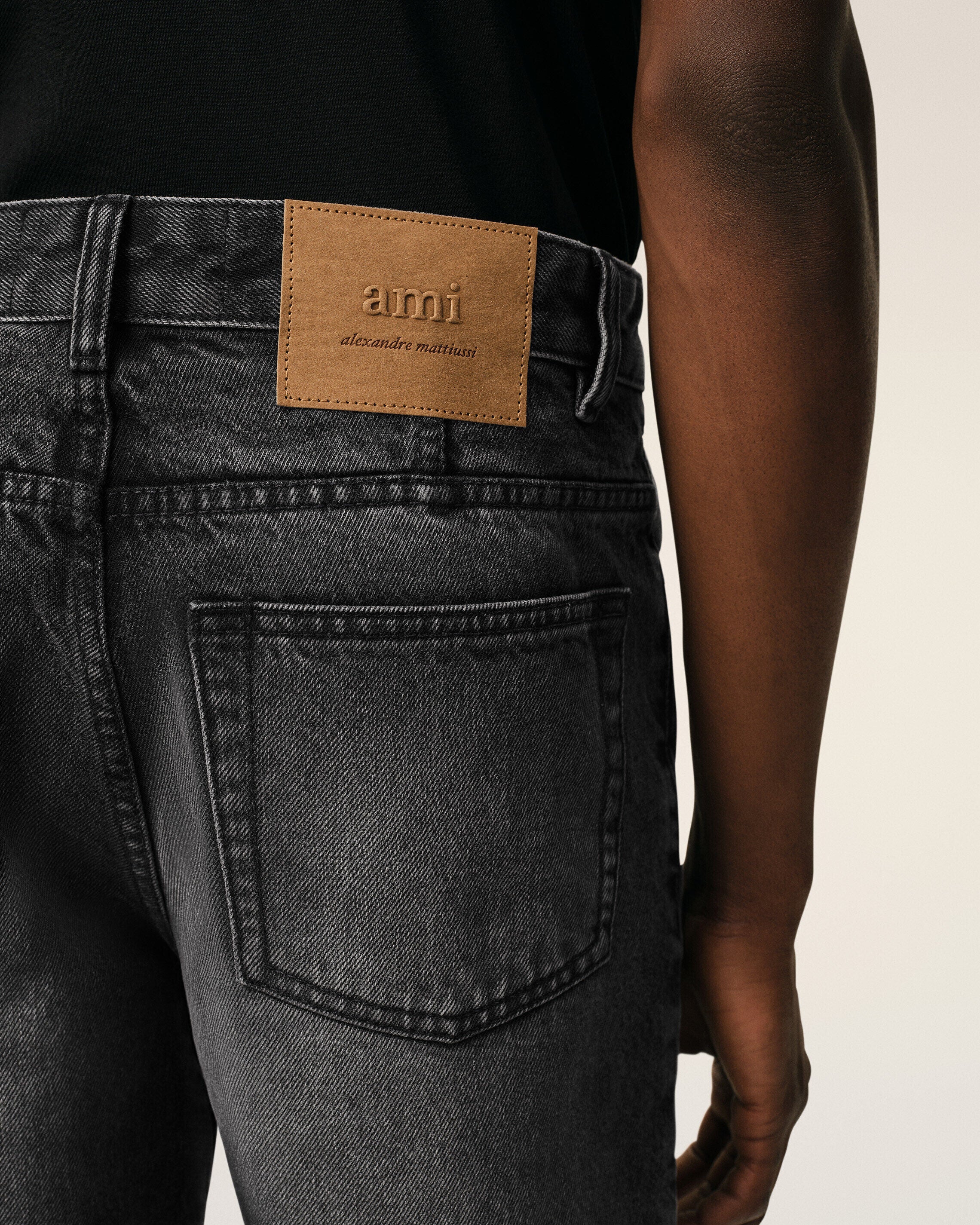 Black Cotton Tapered Fit Jeans