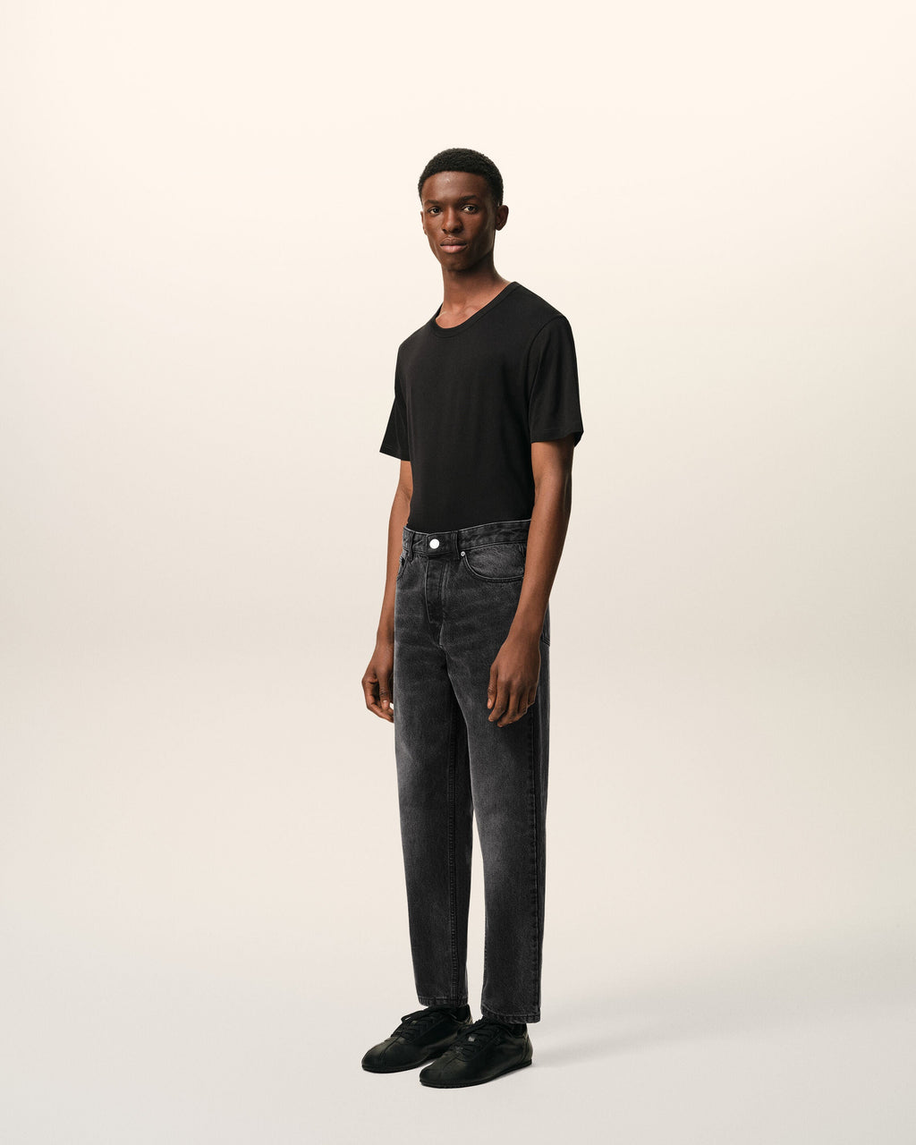 Black Cotton Tapered Fit Jeans