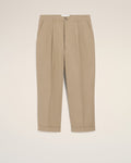 Beige Cotton Carrot Oversized Trousers