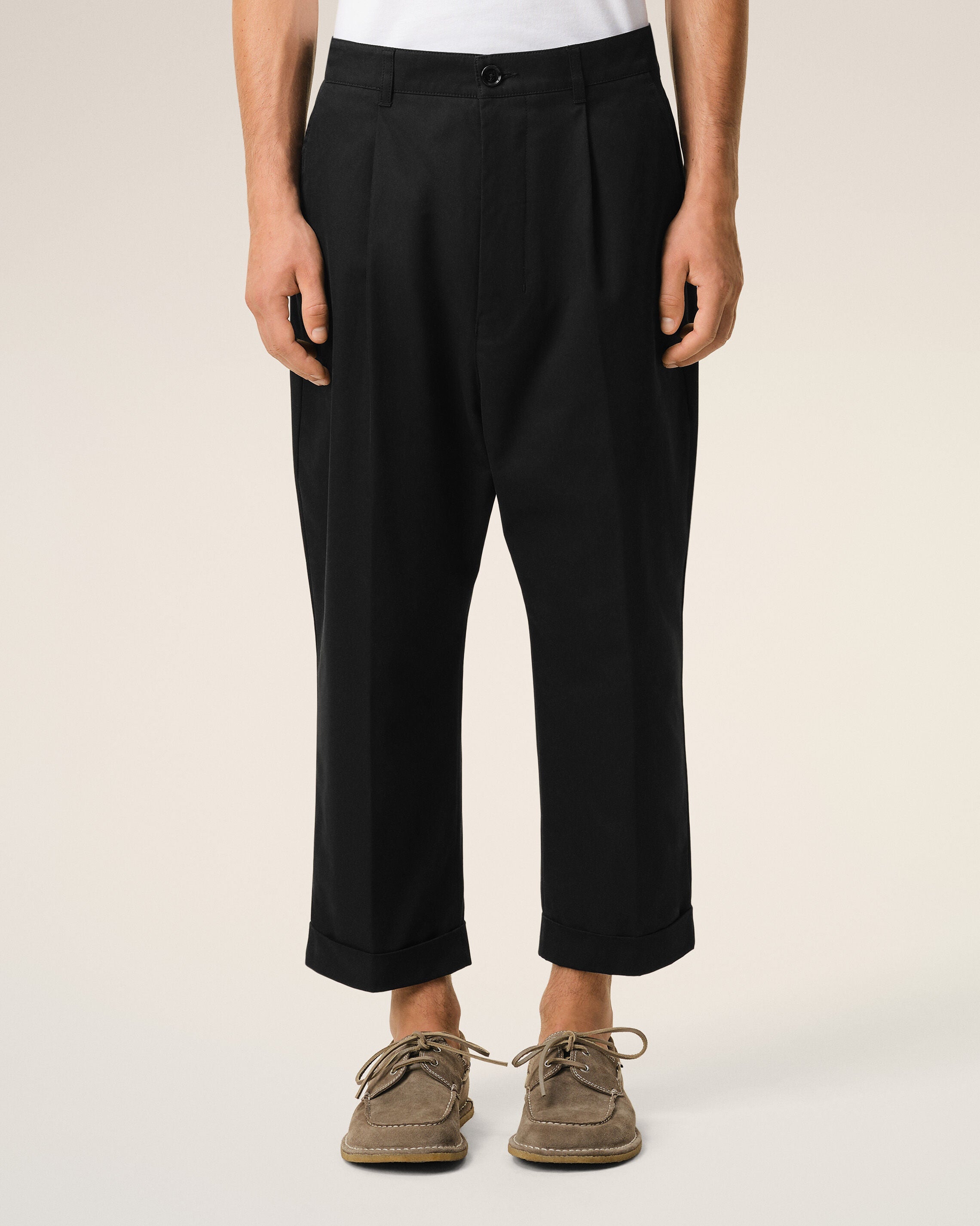 Black Cotton Carrot Oversized Trousers