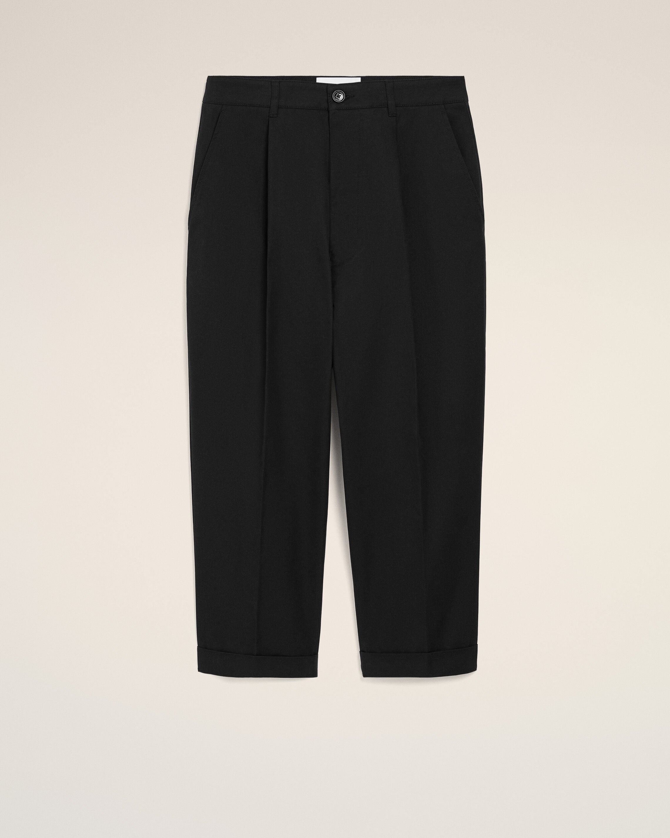 Black Cotton Carrot Oversized Trousers