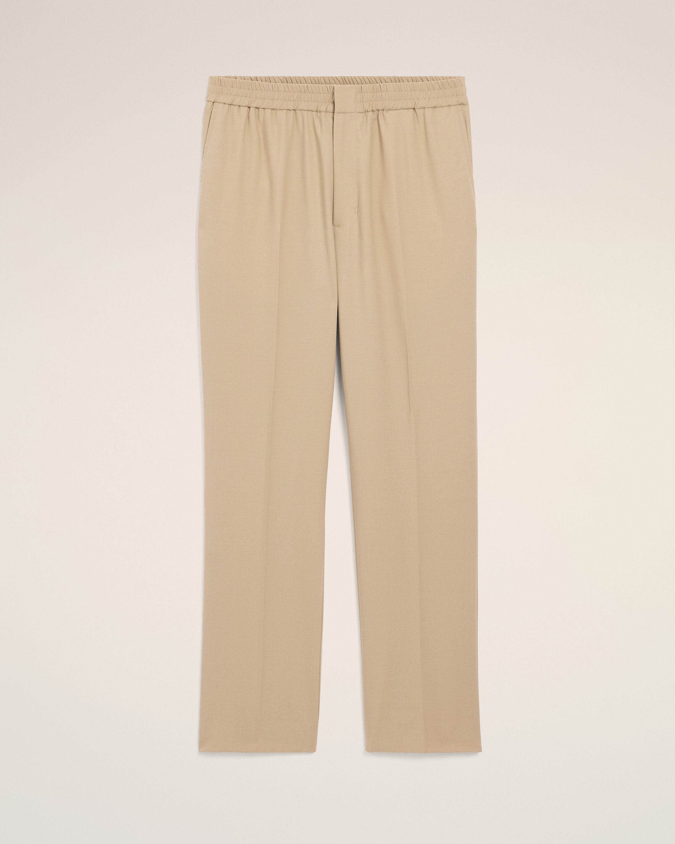 Beige Wool Elasticated Waist Trousers