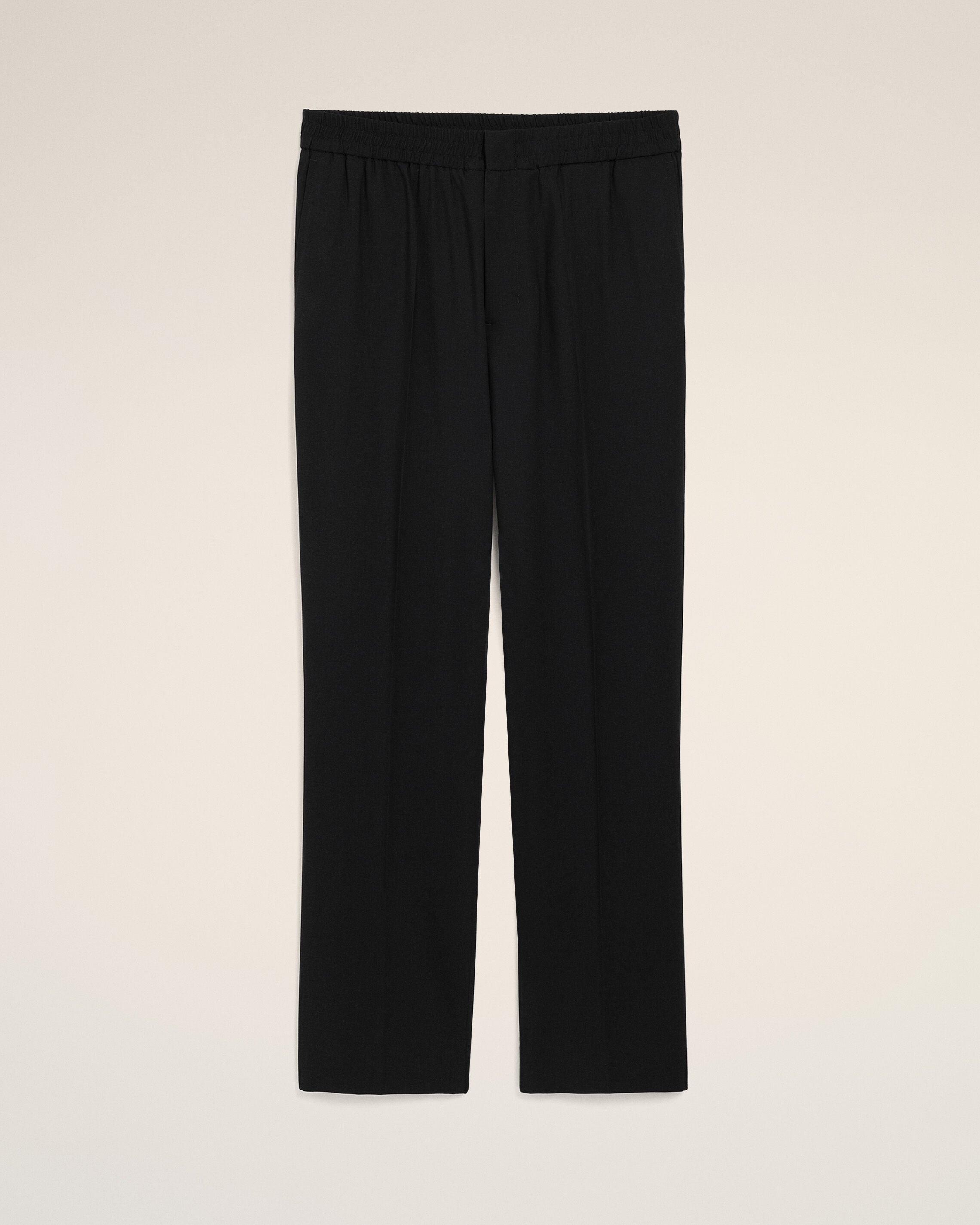 Black Wool Elasticated Waist Trousers
