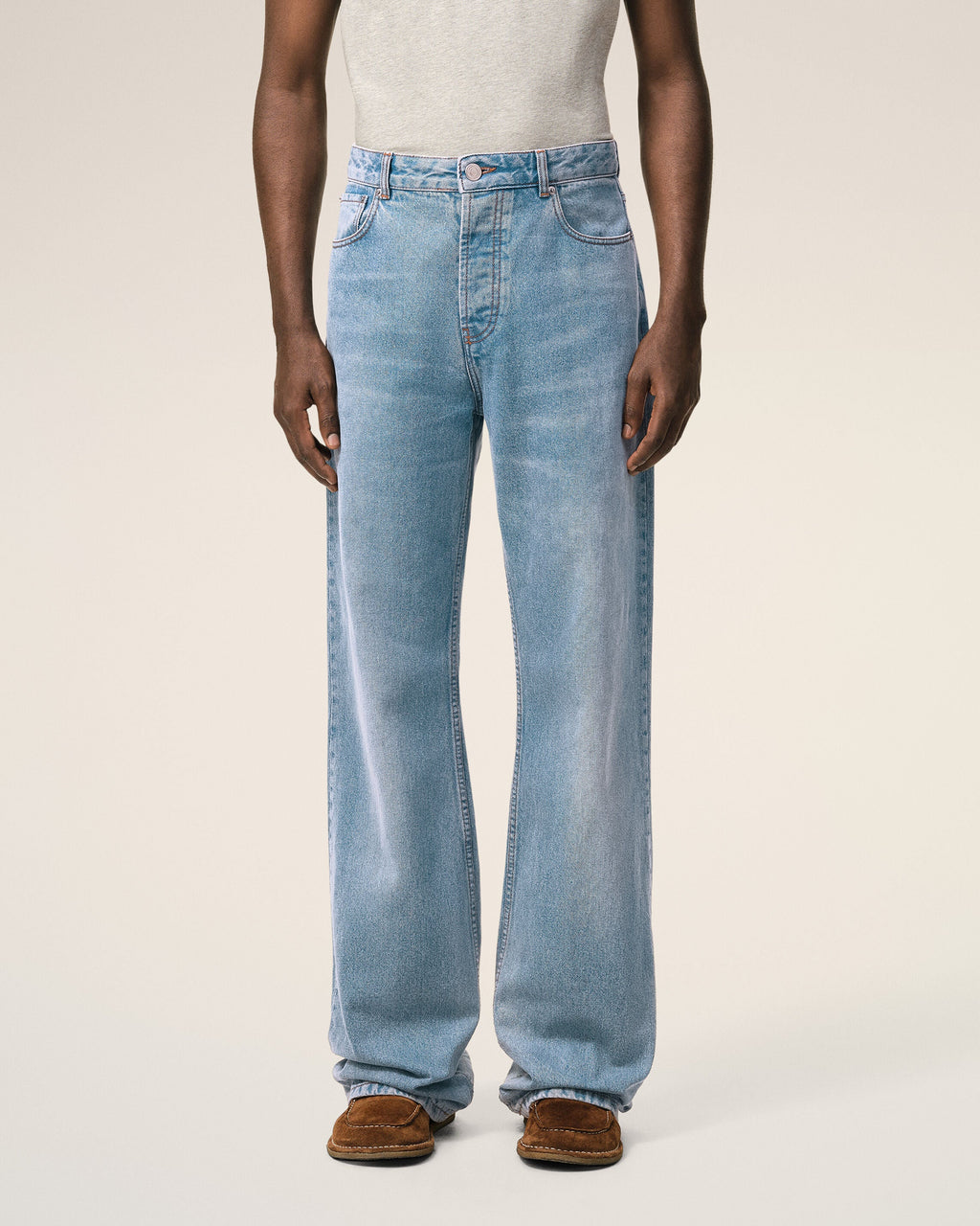 Blue Cotton Large Fit Jeans