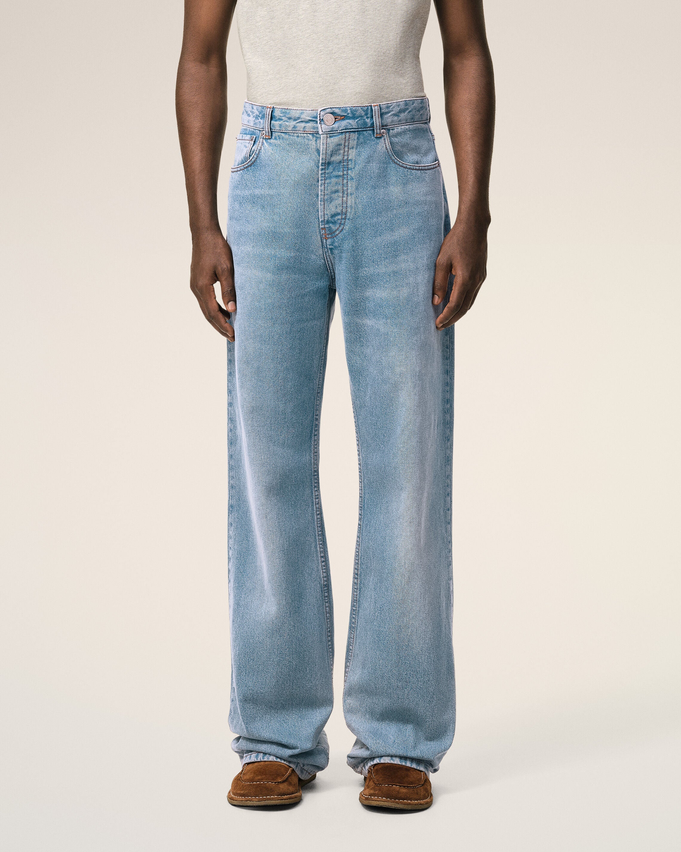 Blue Cotton Large Fit Jeans