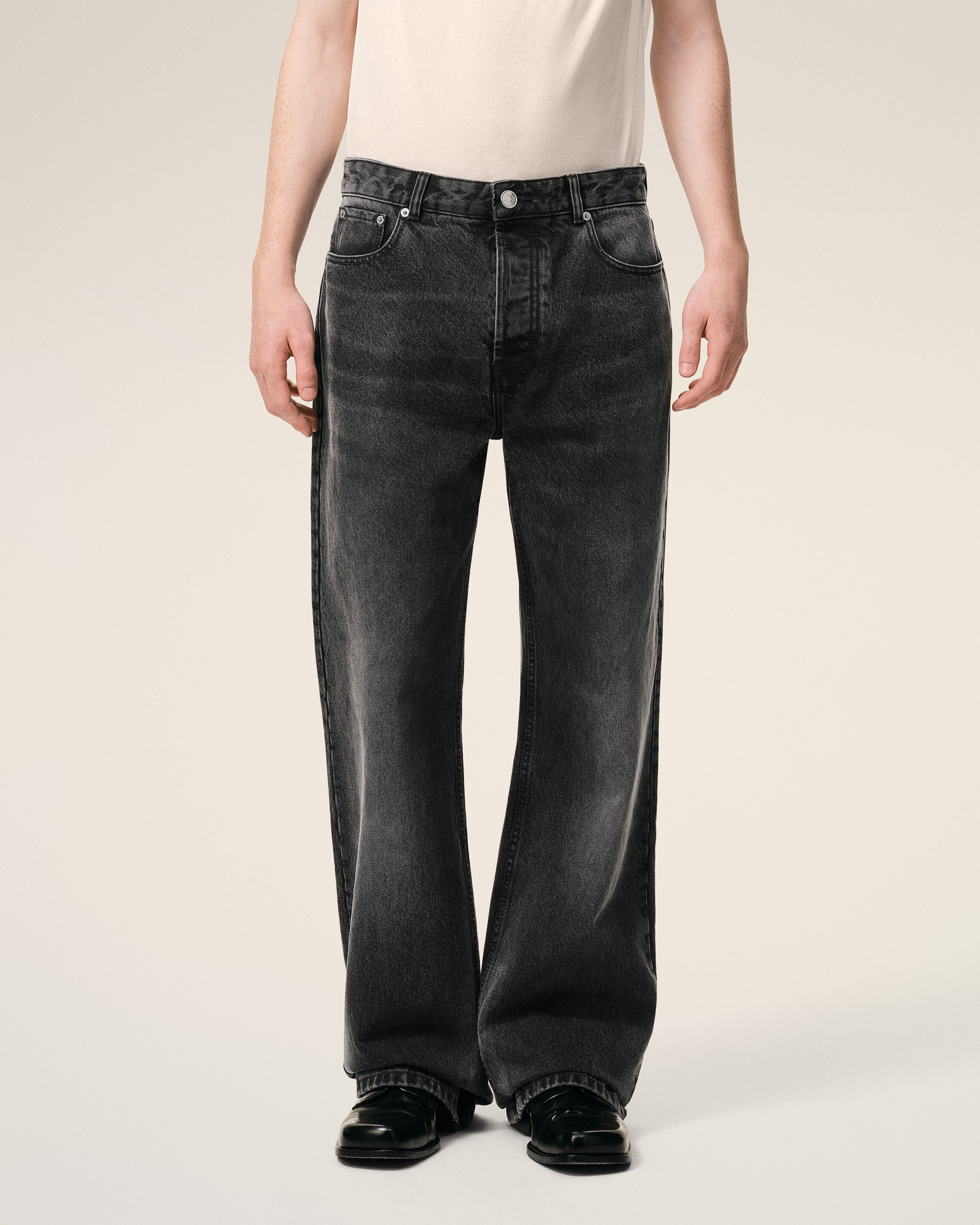 Black Cotton Large Fit Jeans