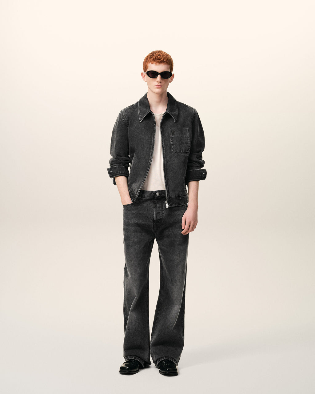 Black Cotton Large Fit Jeans