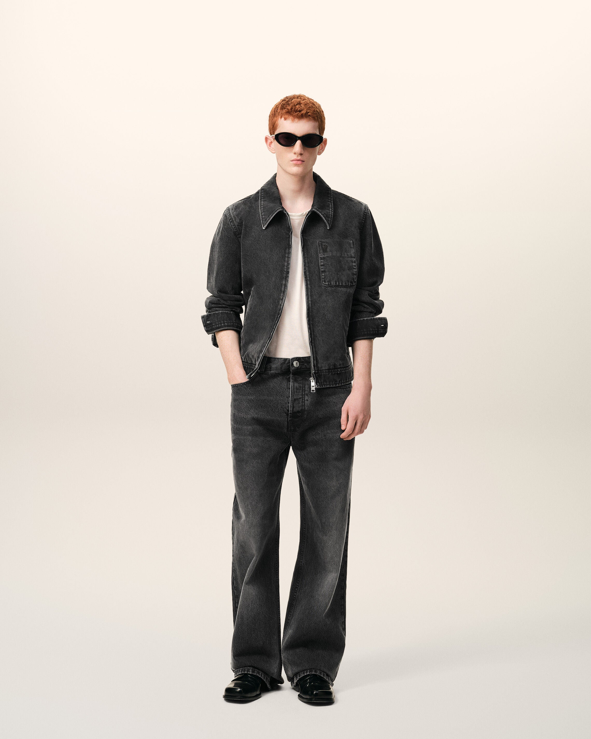 Black Cotton Large Fit Jeans
