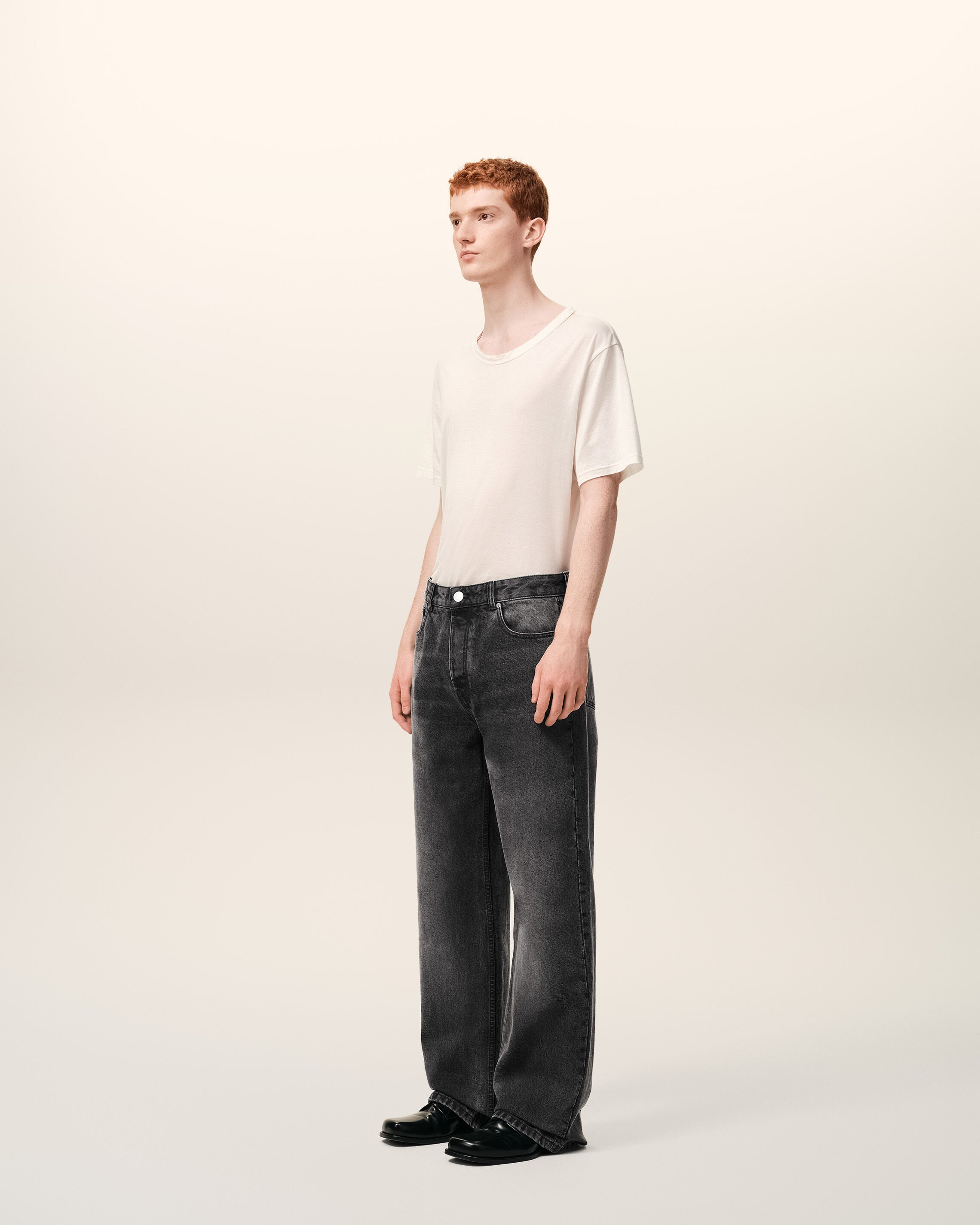 Black Cotton Large Fit Jeans