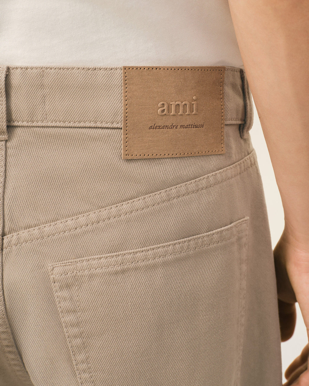 Beige Cotton Large Fit Jeans