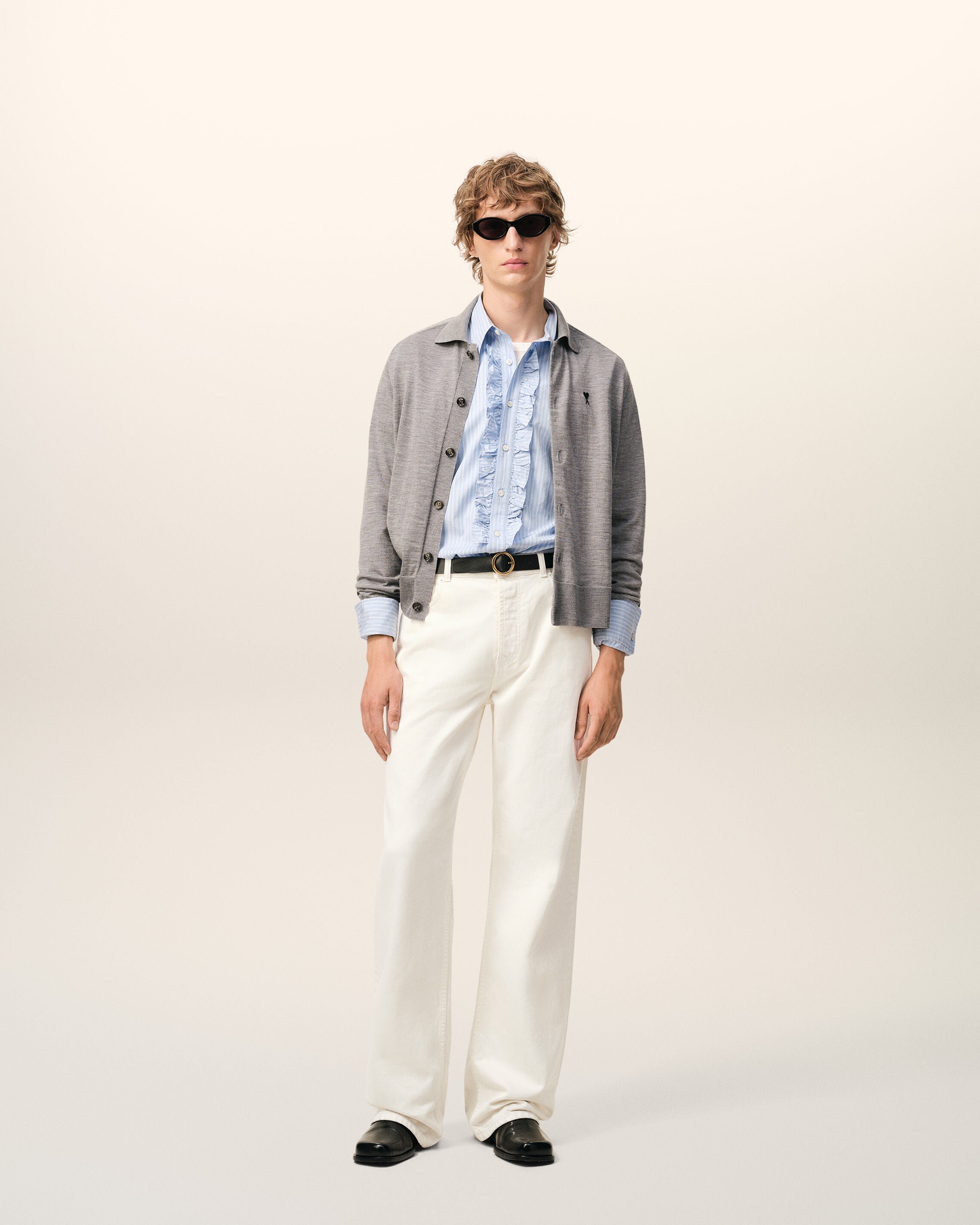 White Cotton Large Fit Jeans