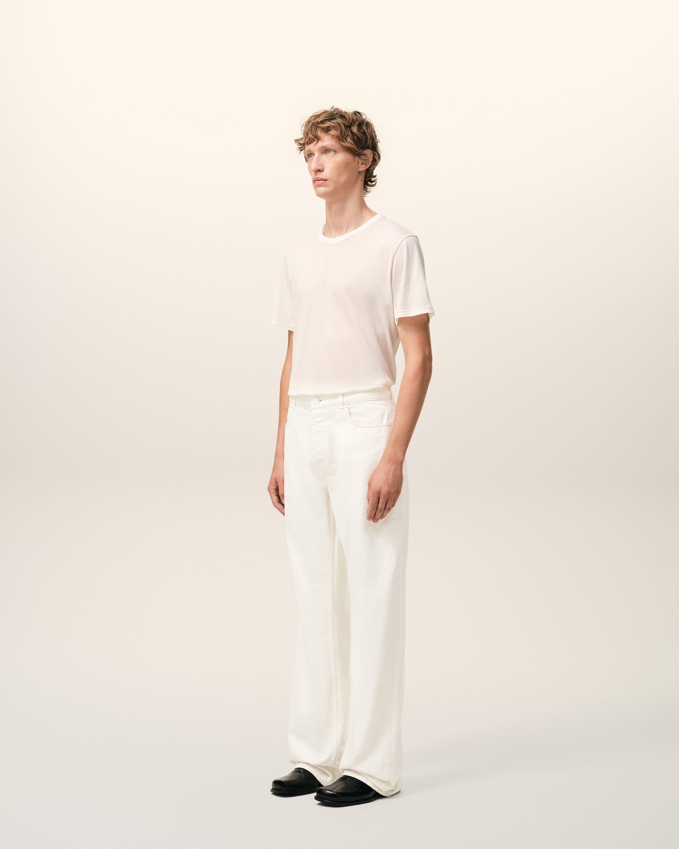 White Cotton Large Fit Jeans