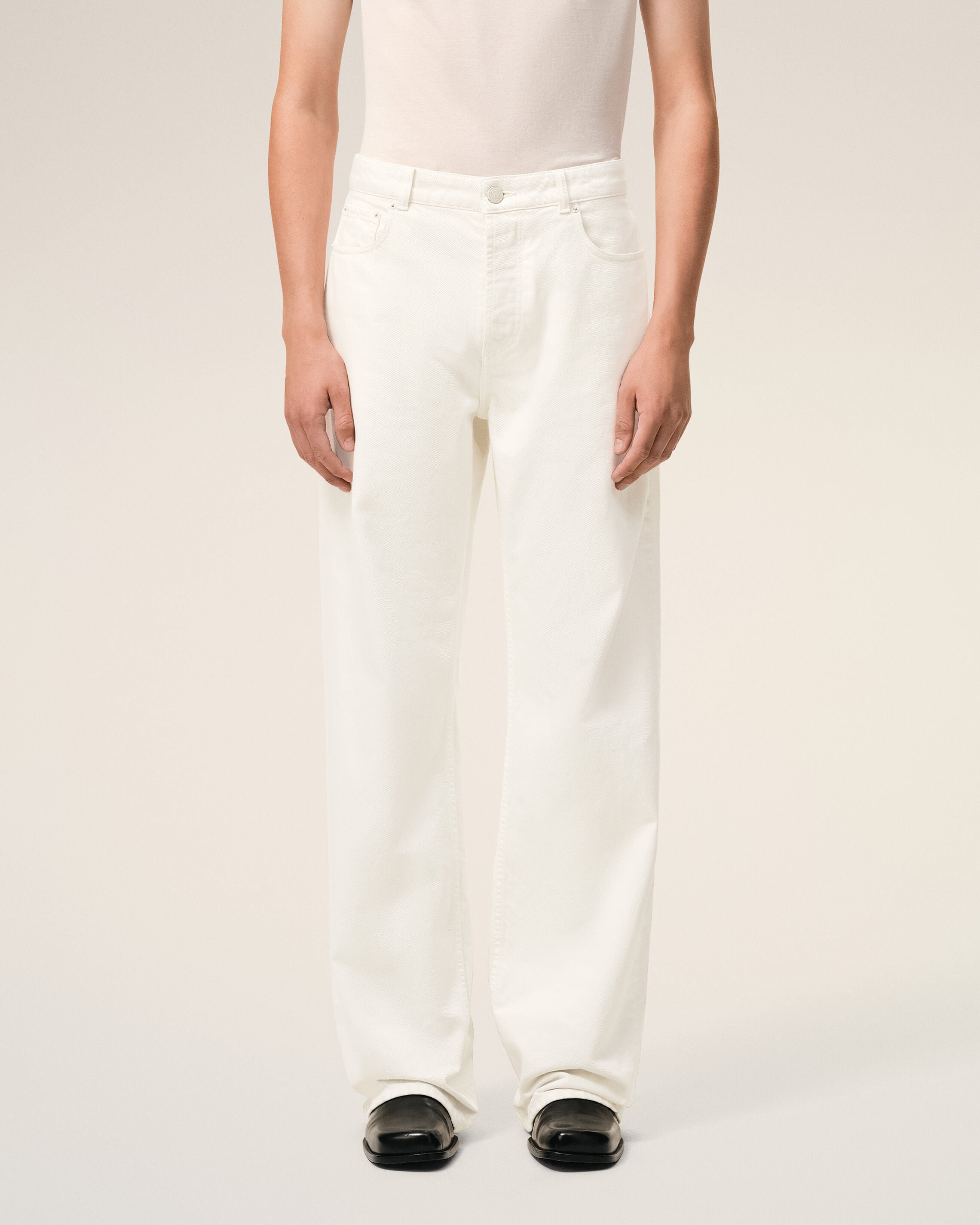 White Cotton Large Fit Jeans