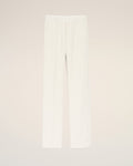 White Blended Linen Straight Trousers