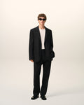 Black Wool Straight Trousers