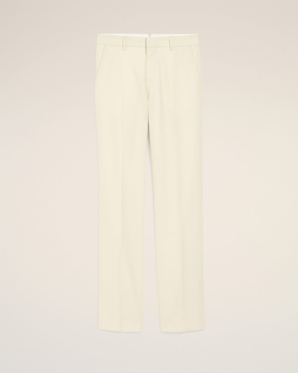 White Wool Straight Trousers